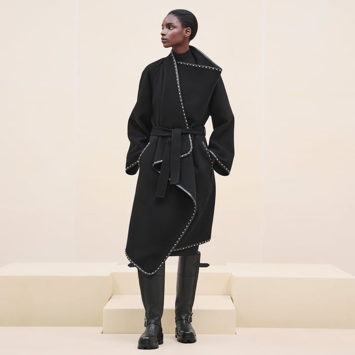 Noir Mixed Leather Coat