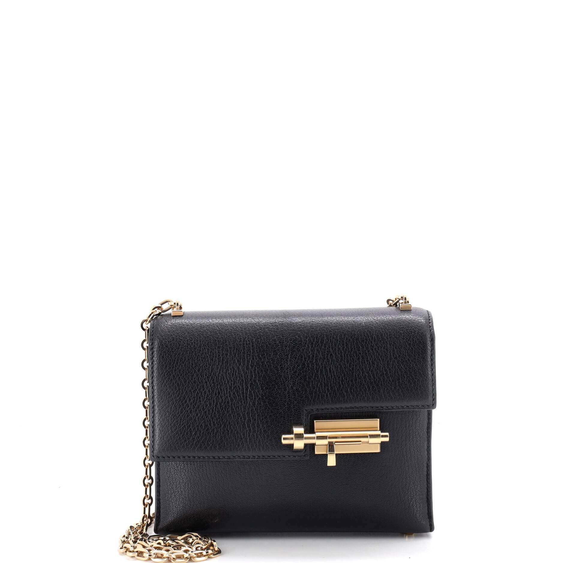 Hermes Verrou Chaine Mini Handbag Black Chèvre Mysore Leather 2019