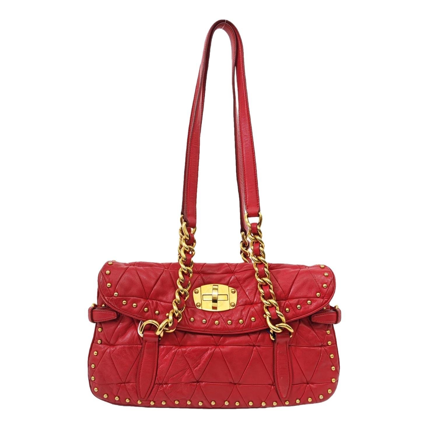 Miu Crystal leather handbag