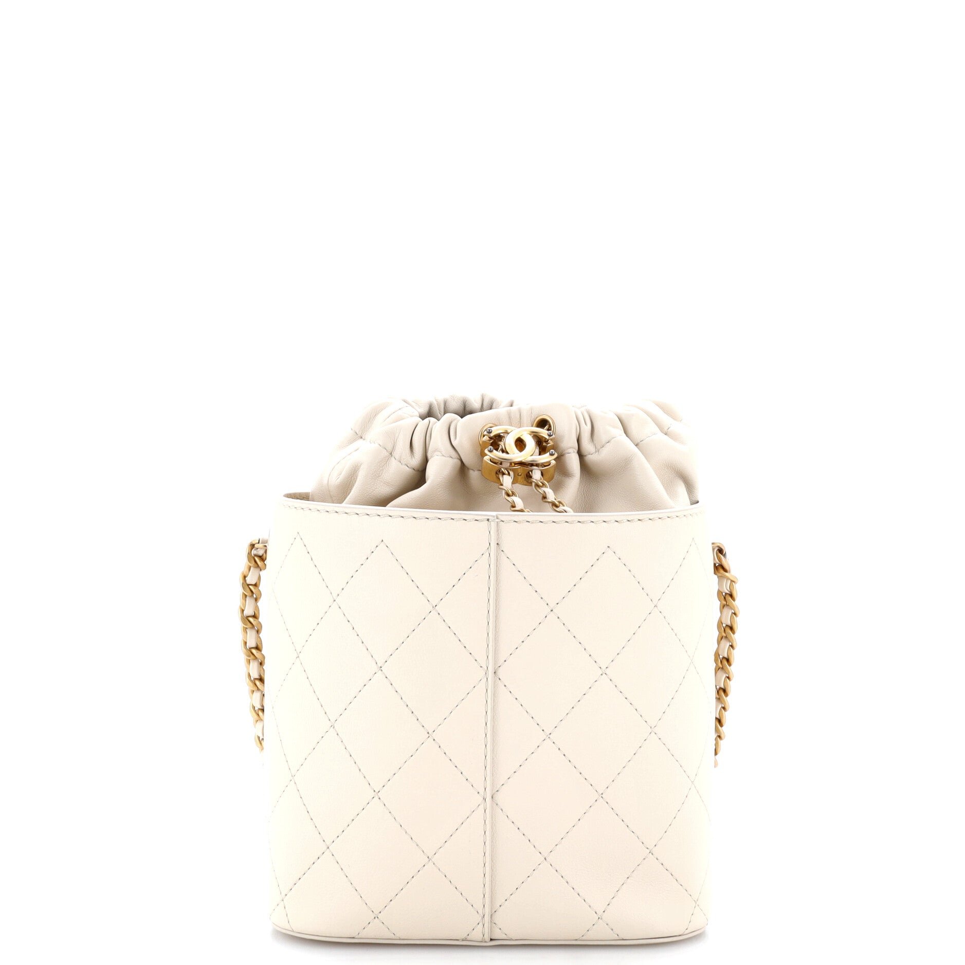 CC Drawstring Bucket Crossbody Bag Stitched Calfskin Medium