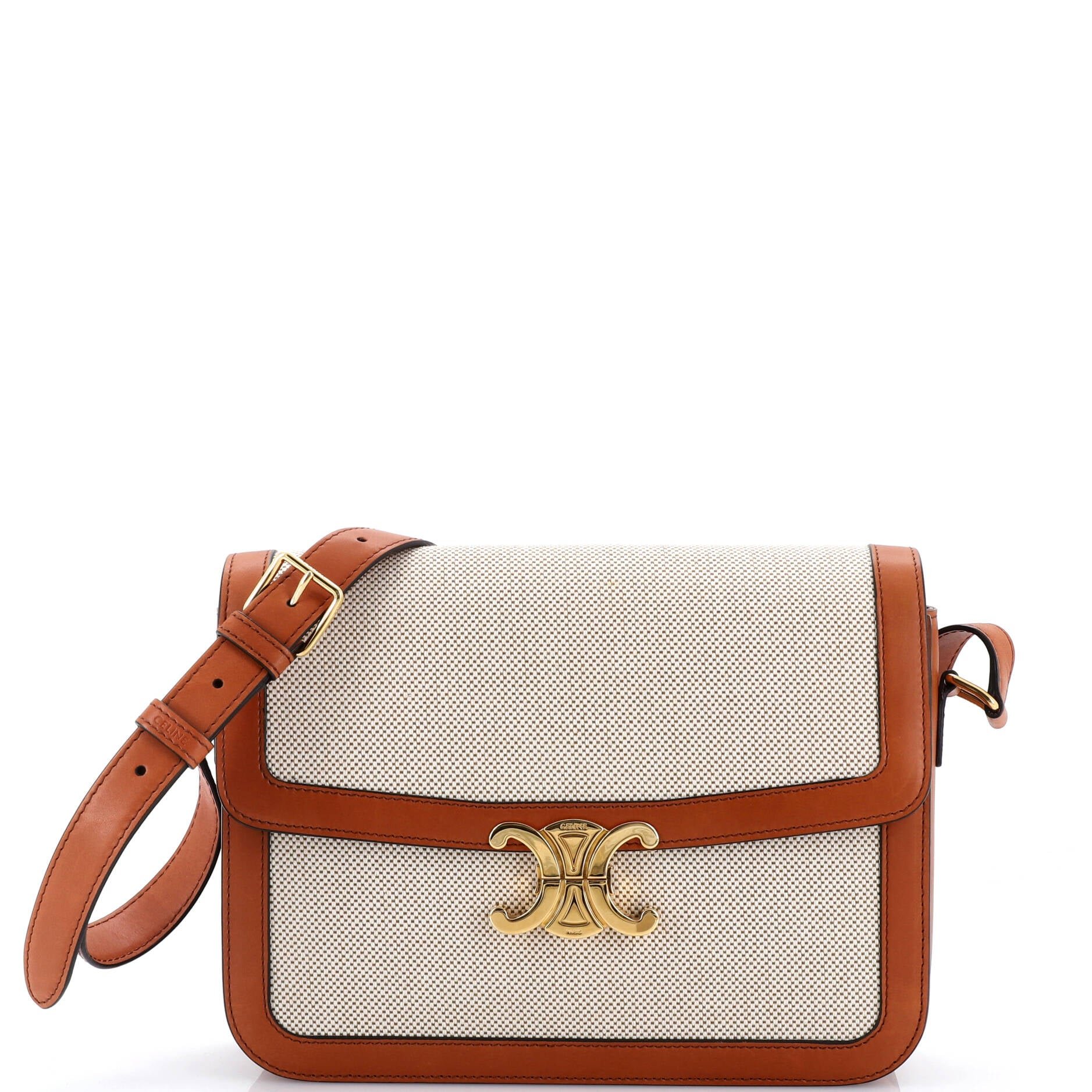 Celine Triomphe Shoulder Bag Canvas with Leather Medium