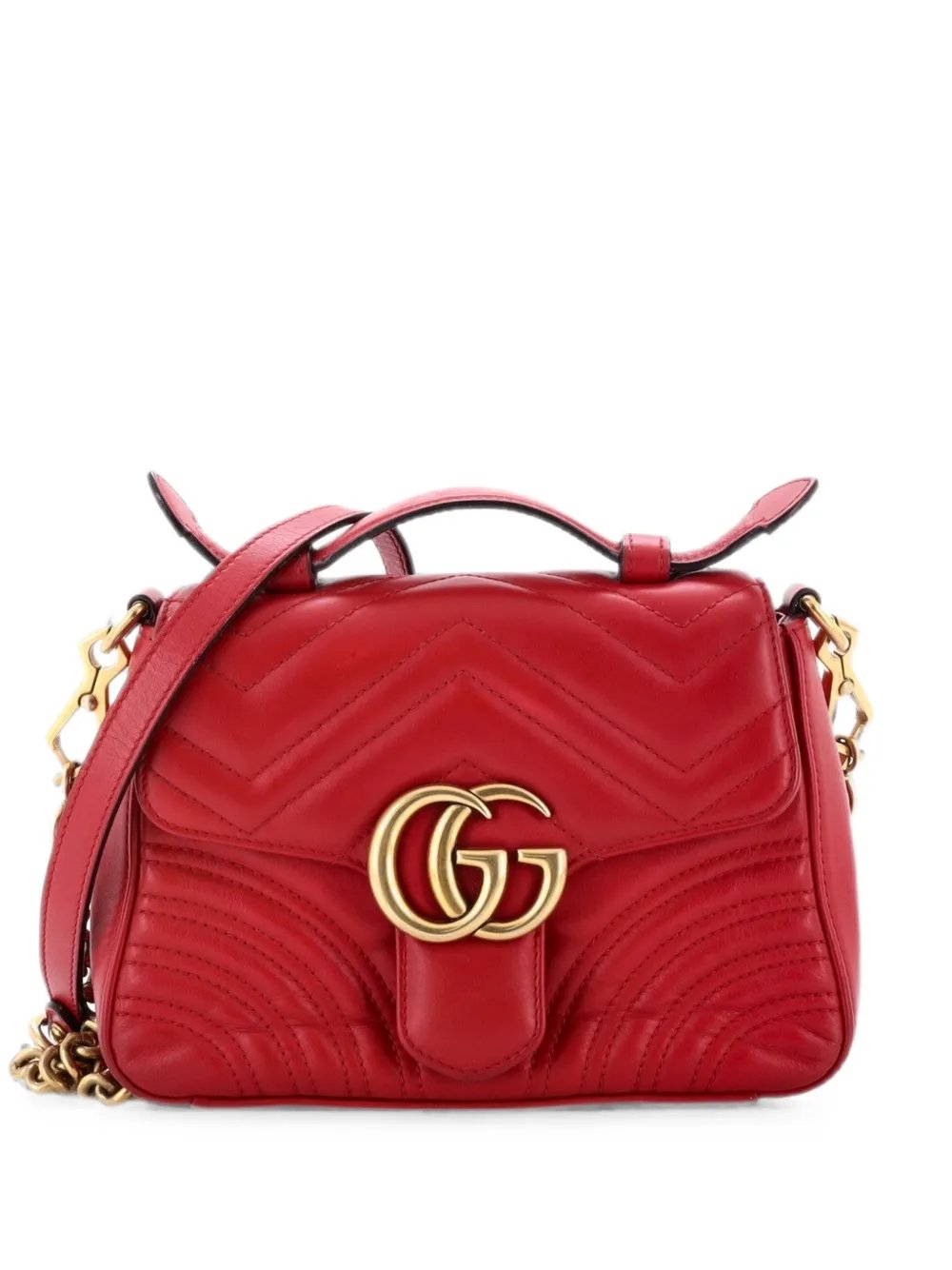 GG Marmont Top Handle Flap Bag Matelasse Leather Mini satchel