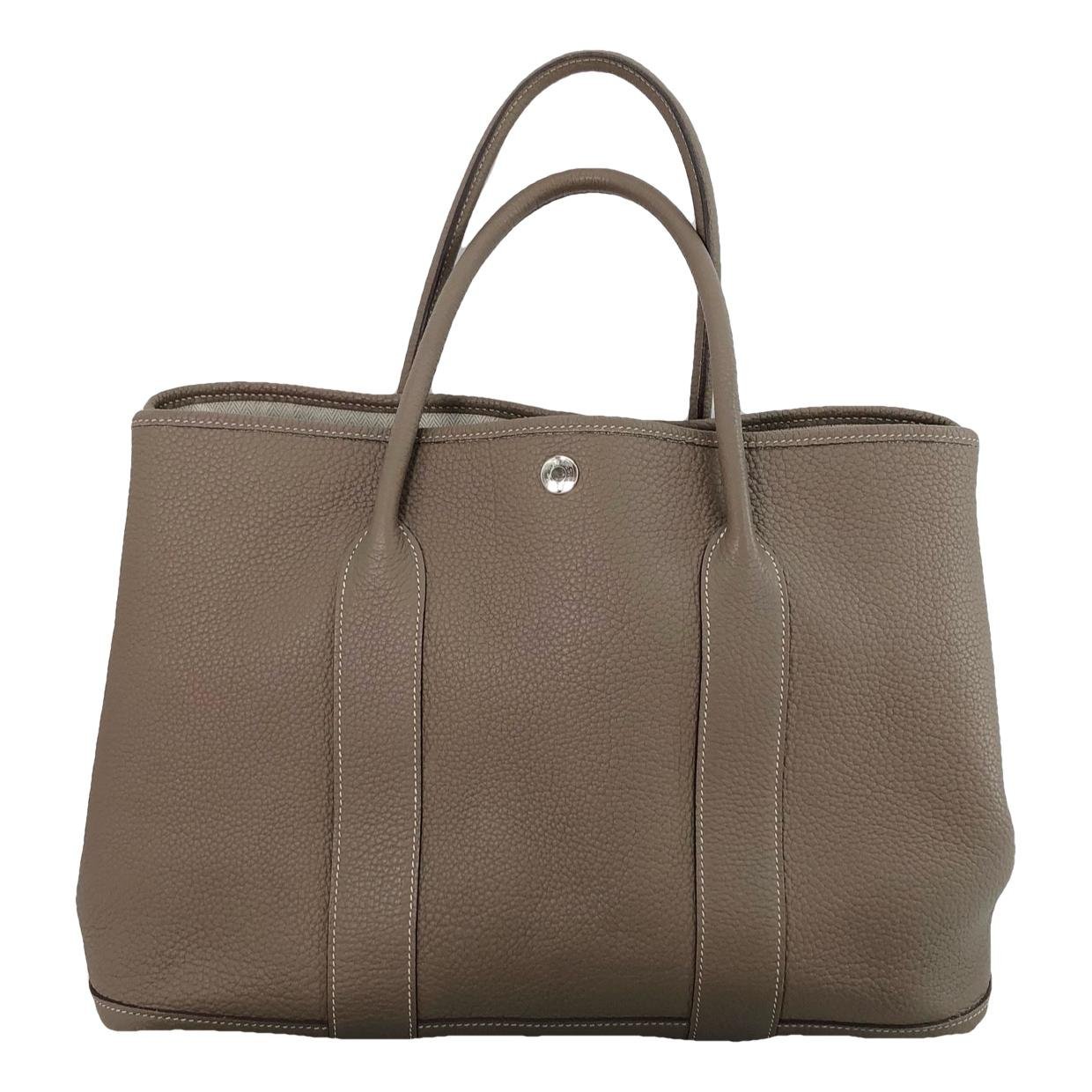 Hermes Garden Party 36 Handbag Etoupe Clemence Leather