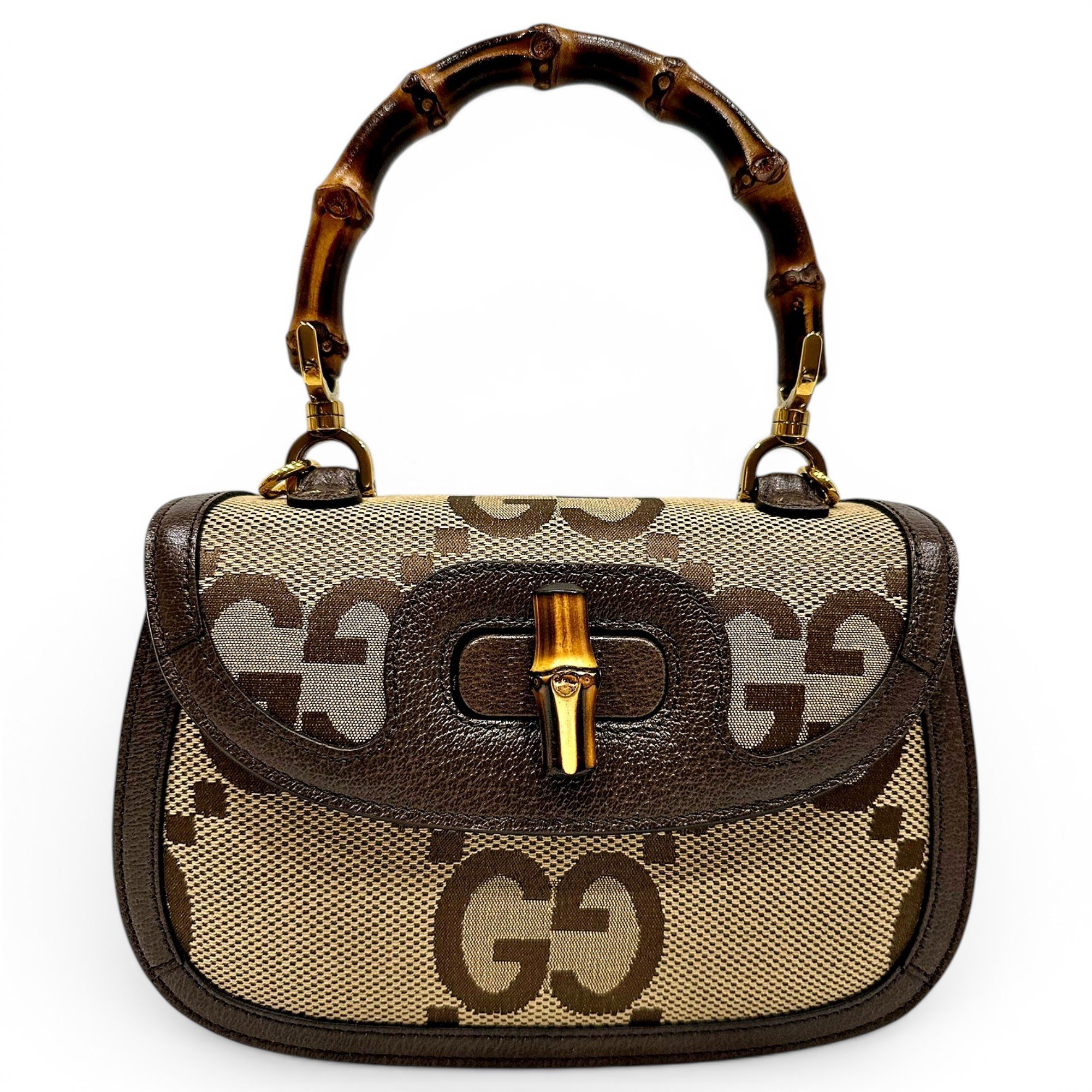Convertible Bamboo Top Handle leather handbag