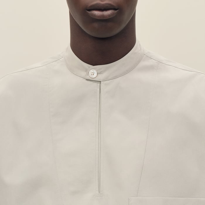 Mastic Short-sleeve Boxy Fit Shirt With Vareuse Collar