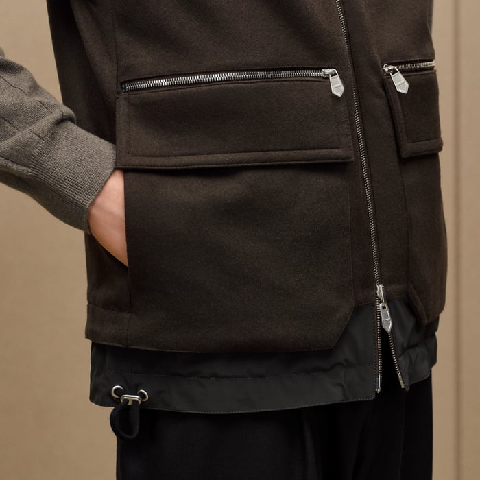 Taupe Reversible Hooded Vest