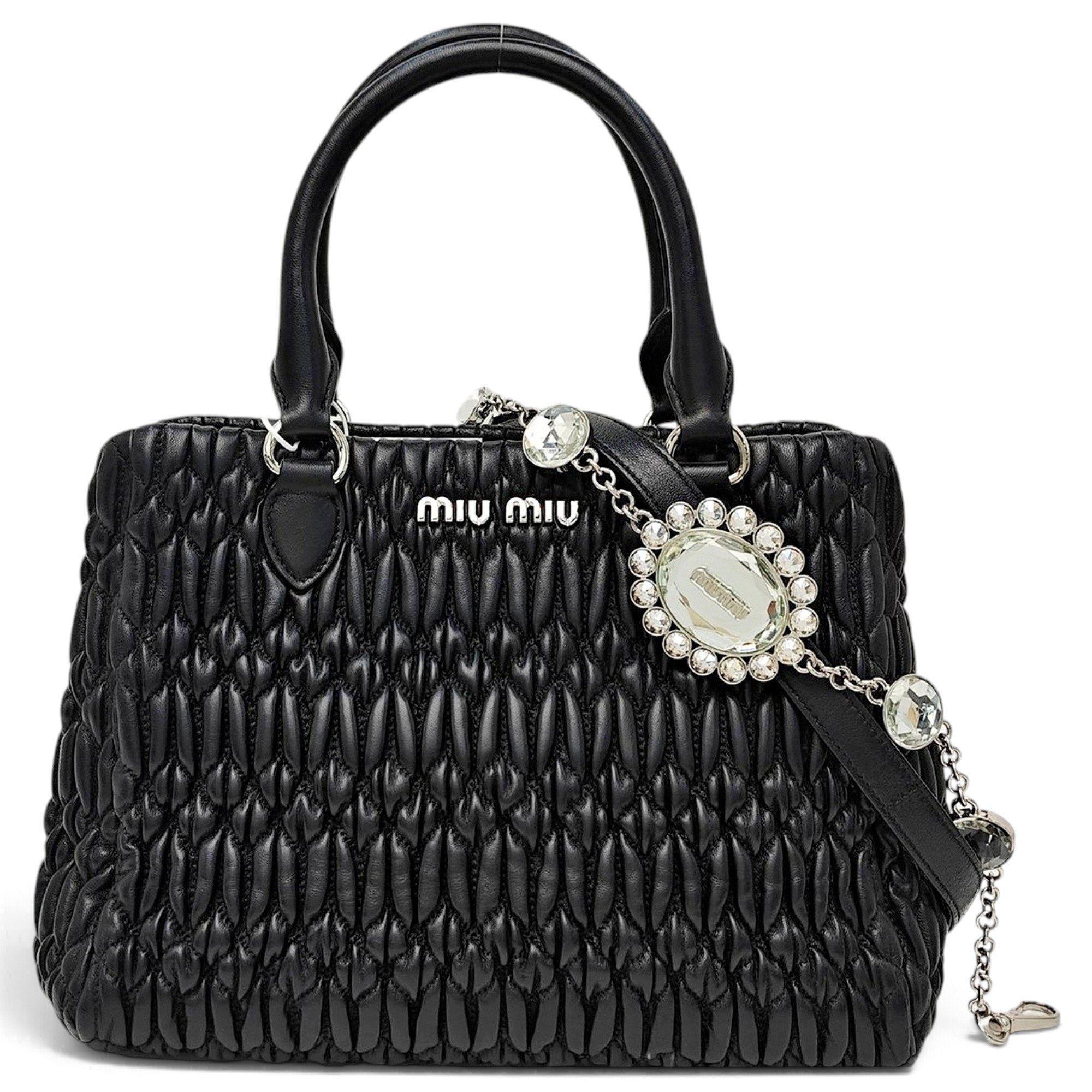 Miu Crystal leather handbag