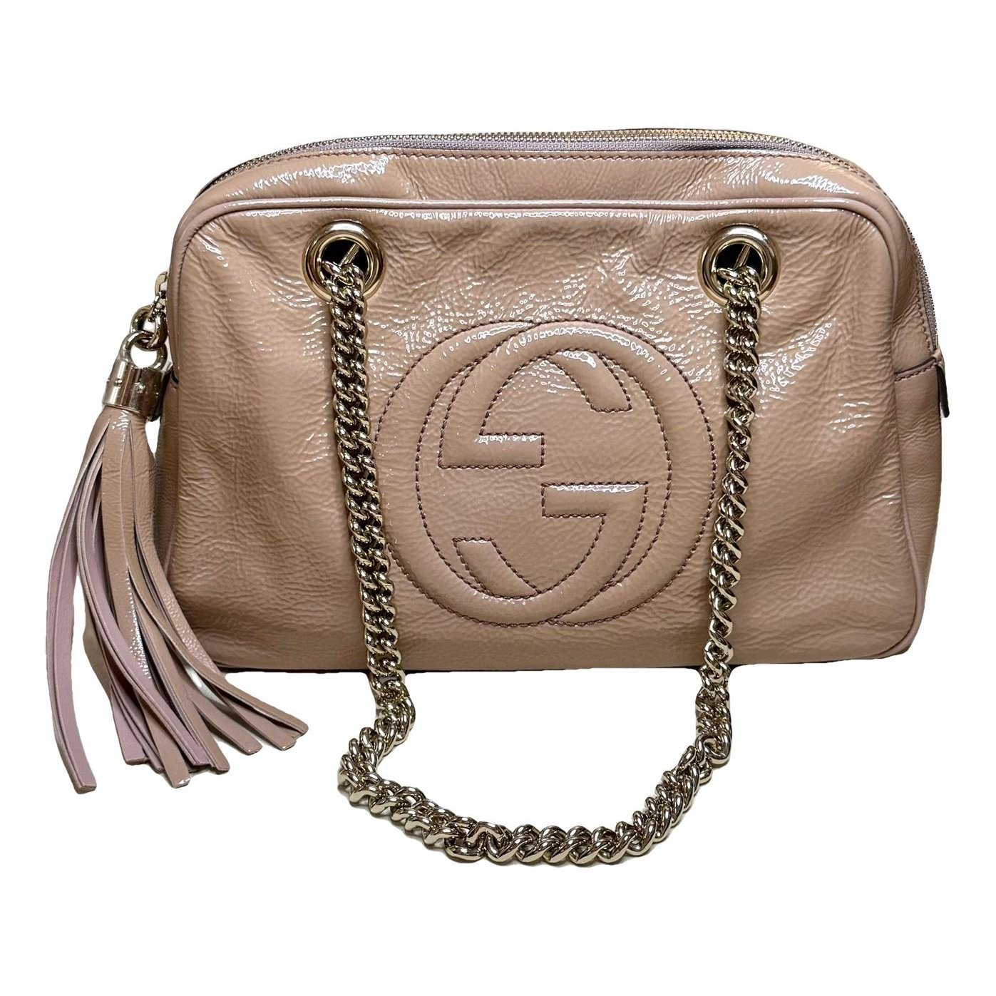 Soho Double Chain patent leather handbag