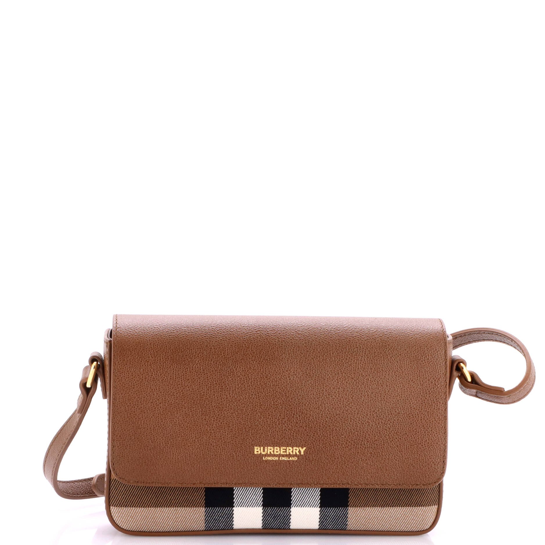 New Hampshire Shoulder Bag House Check Canvas and Leather Small