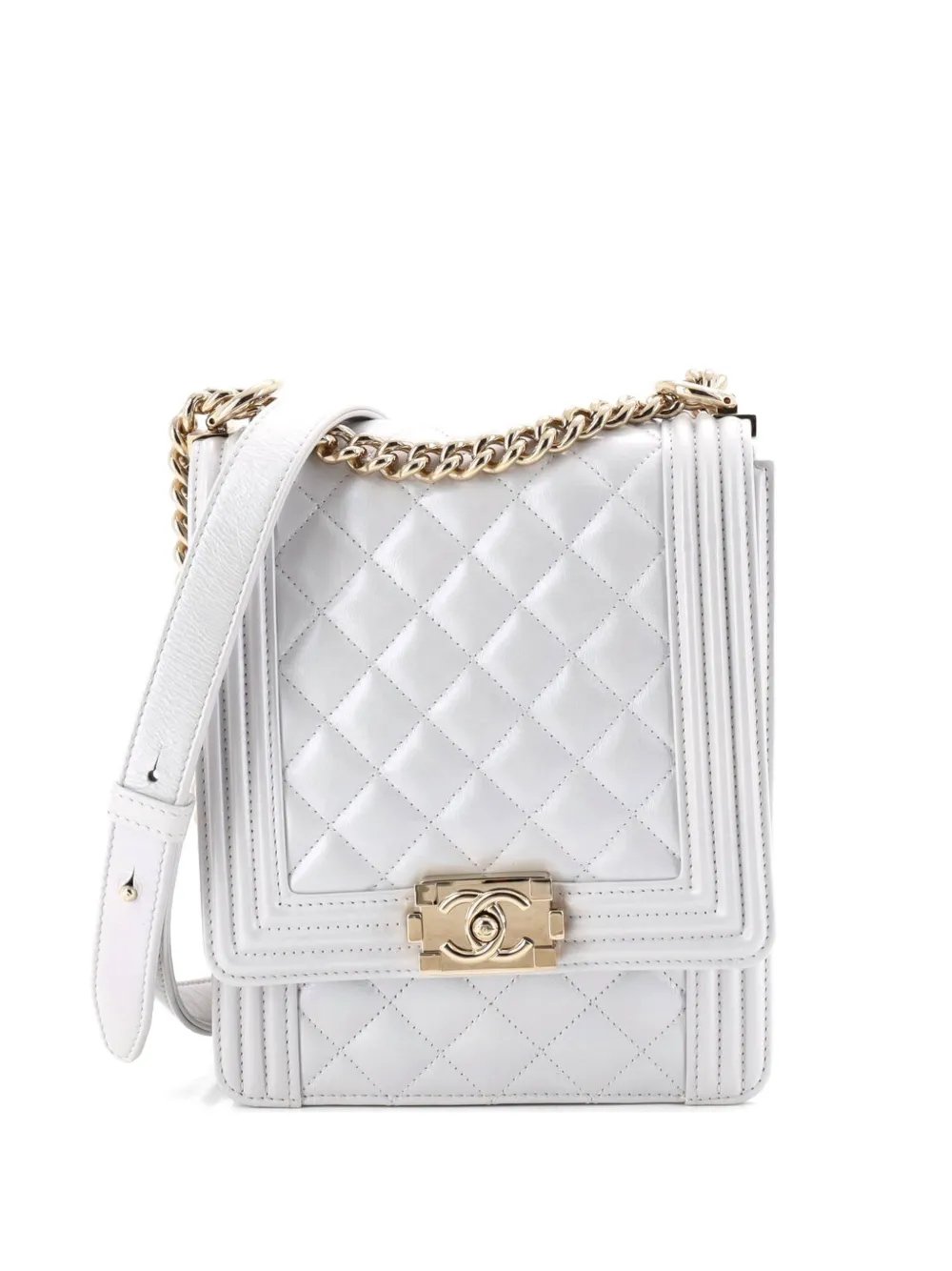 North South Boy Flap Bag Quilted Iridescent Calfskin Small crossbody bag
