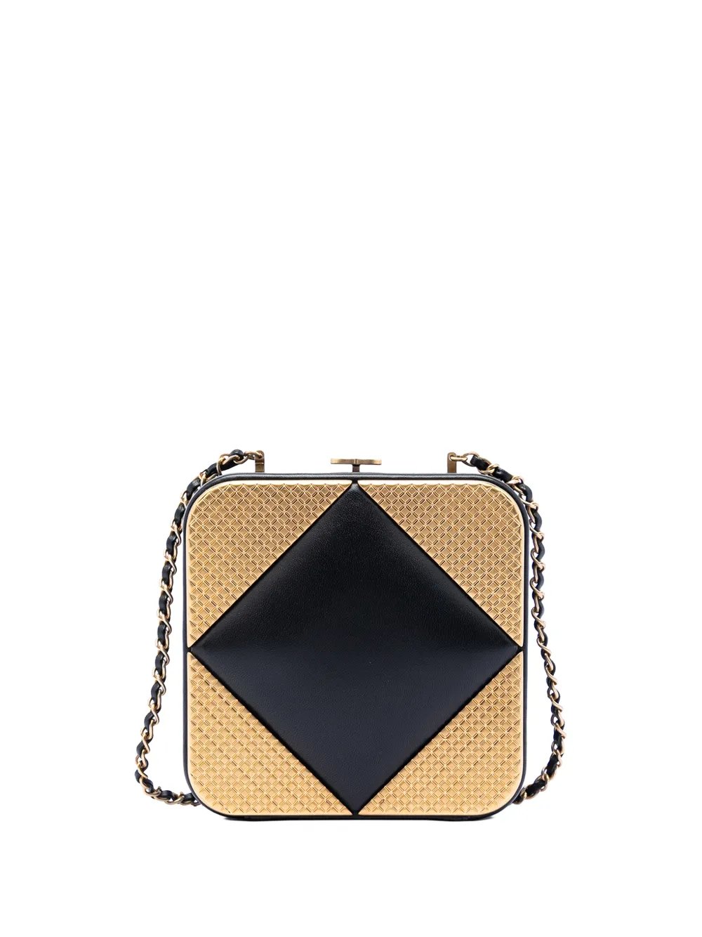 2021-2026 CC Lambskin and Metal Square Clutch with Chain crossbody bag
