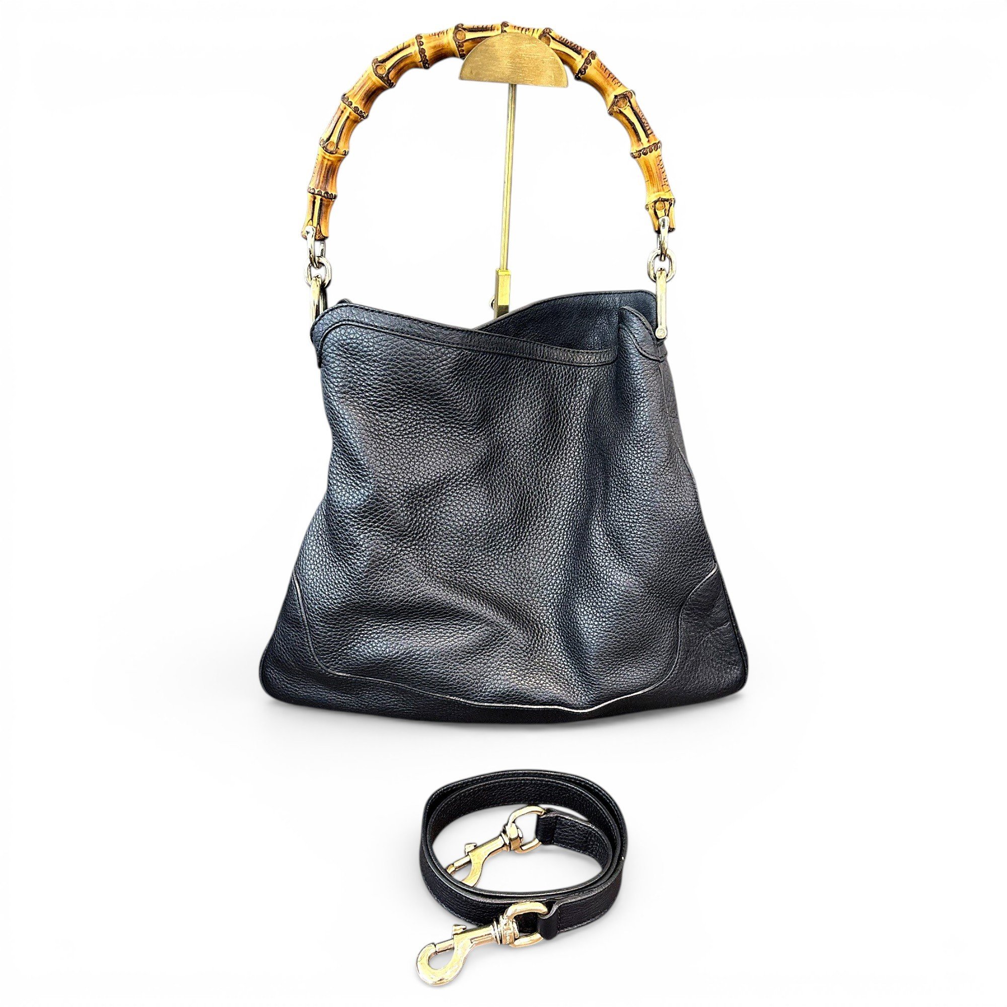 Bamboo Top Handle leather handbag