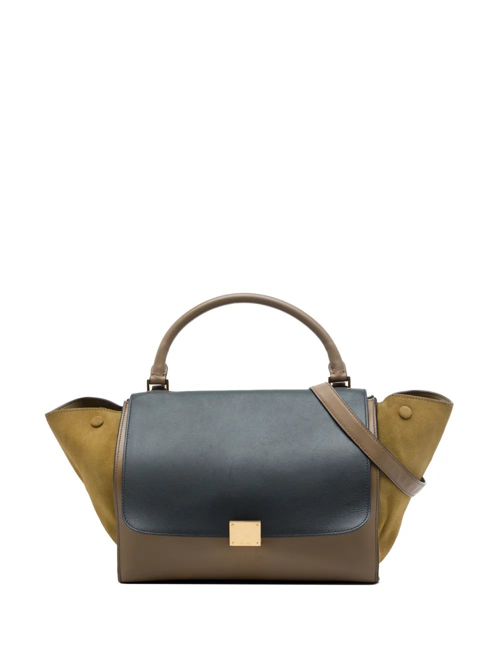 2012 Medium Tricolor Calfskin and Suede Trapeze satchel