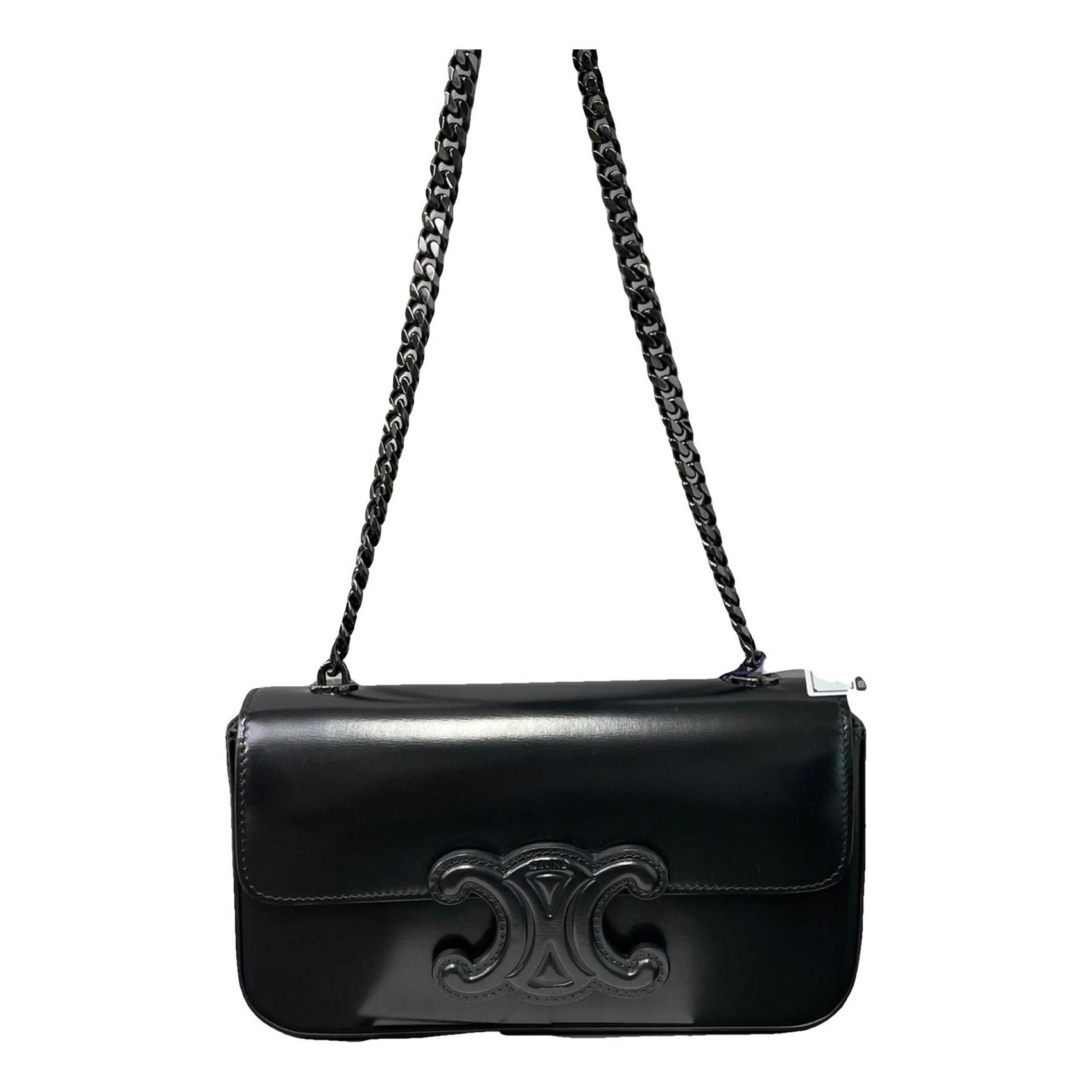 Triomphe chain leather handbag