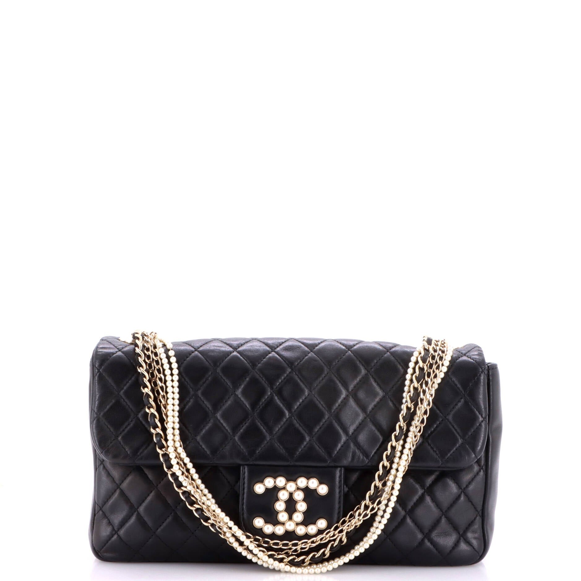 Westminster Pearl Chain Flap Bag Quilted Lambskin Medium