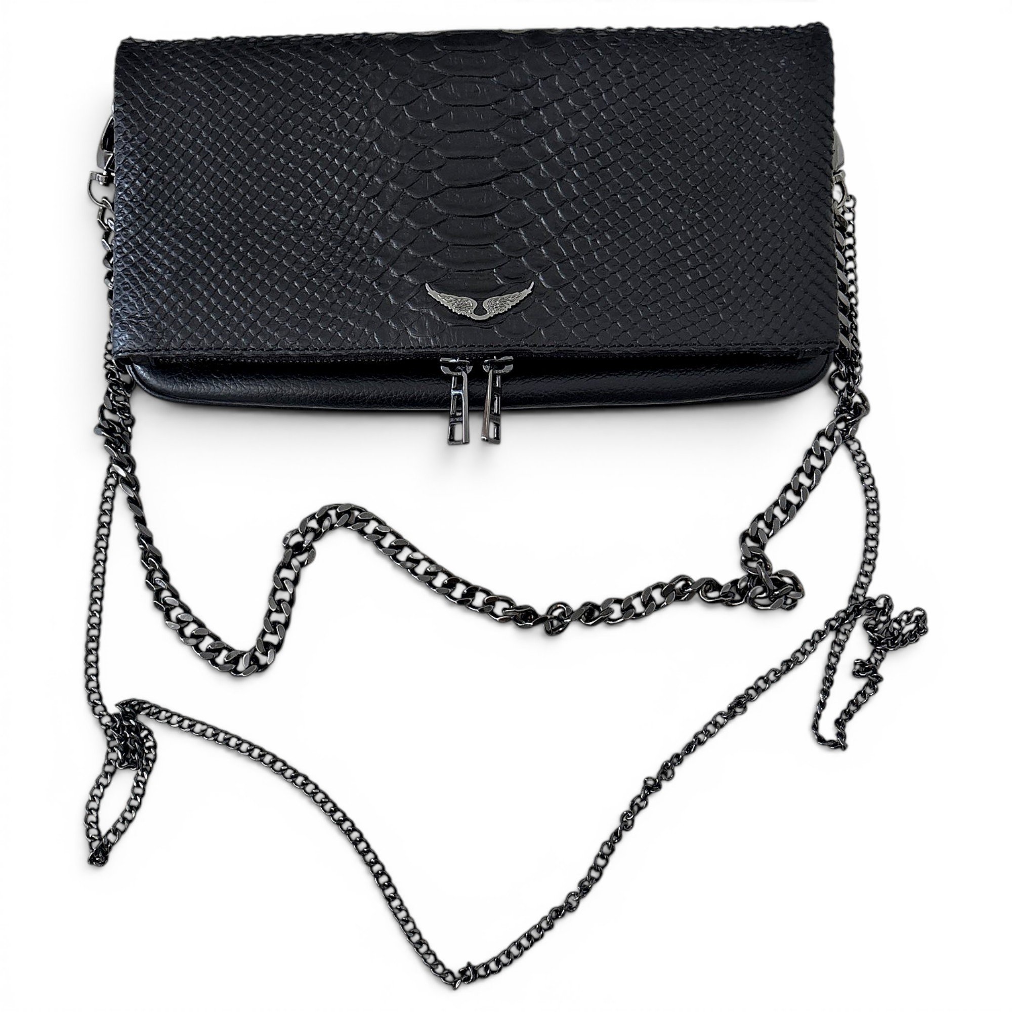Rock leather clutch bag