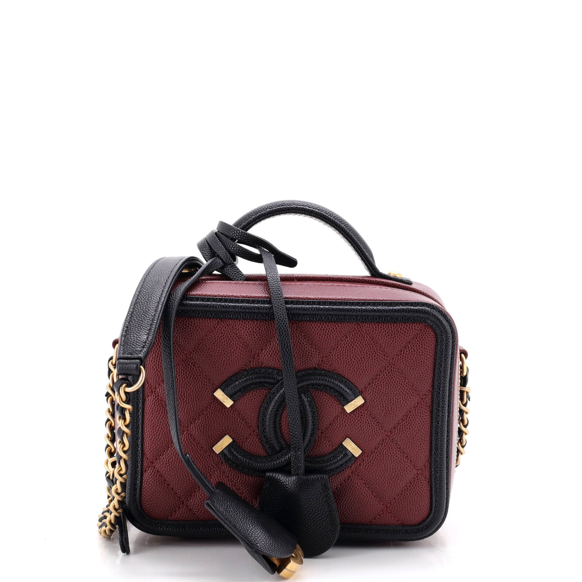 Filigree Vanity Case Quilted Caviar Small