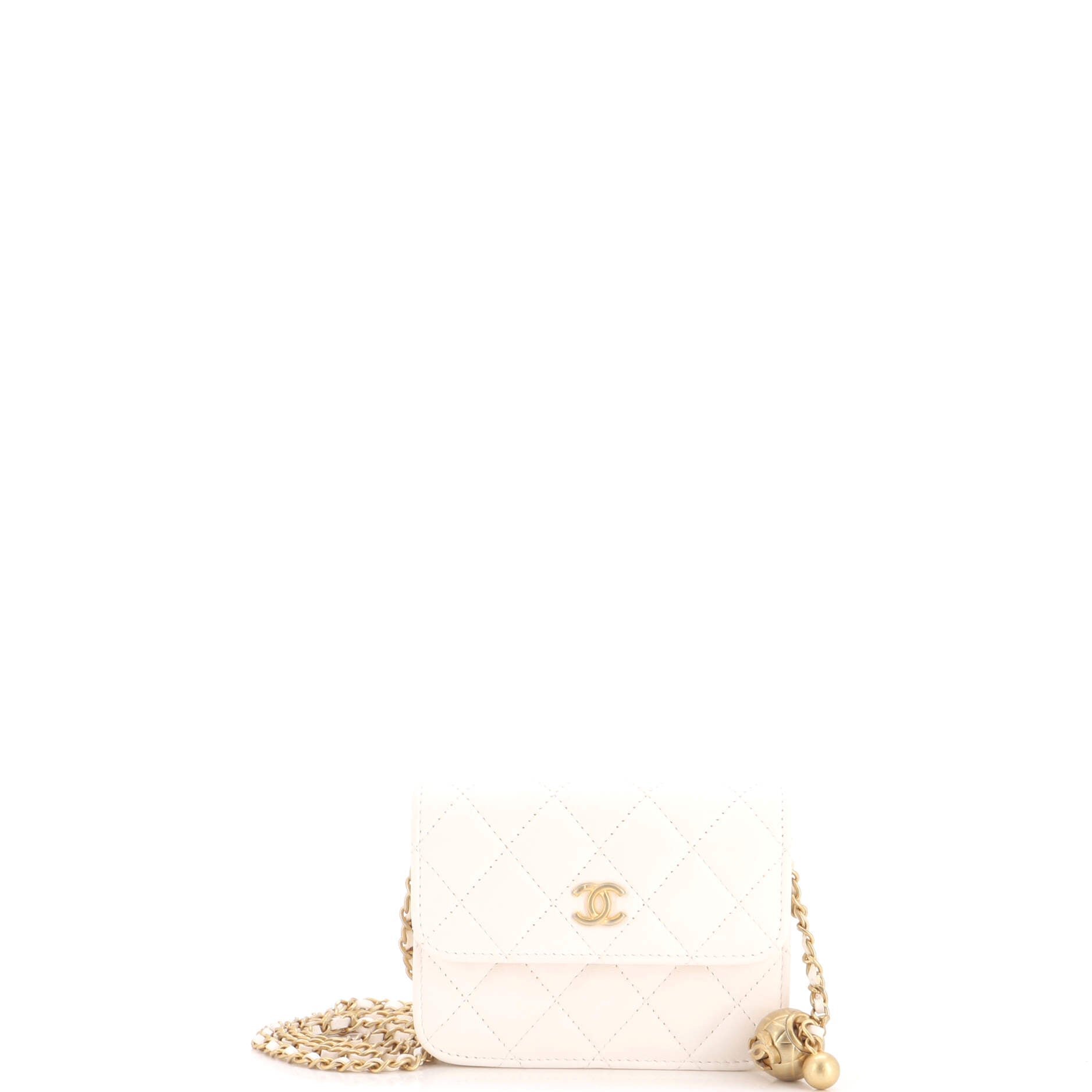 Pearl Crush Flap Clutch with Chain Quilted Lambskin Mini