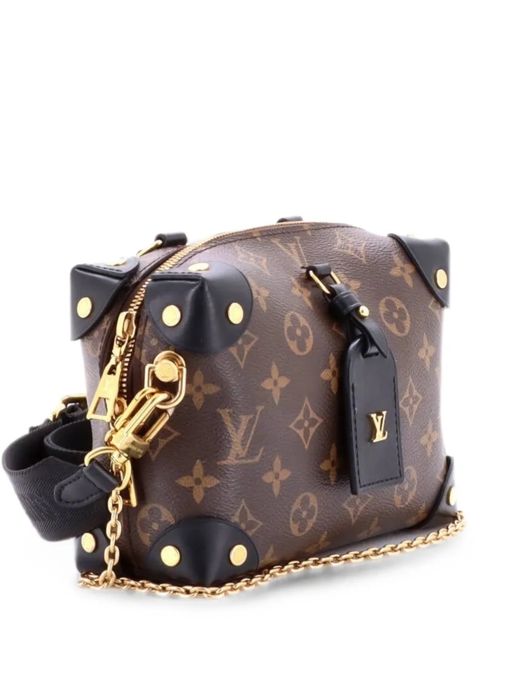 Petite Malle Souple Handbag Monogram Canvas with Leather shoulder bag