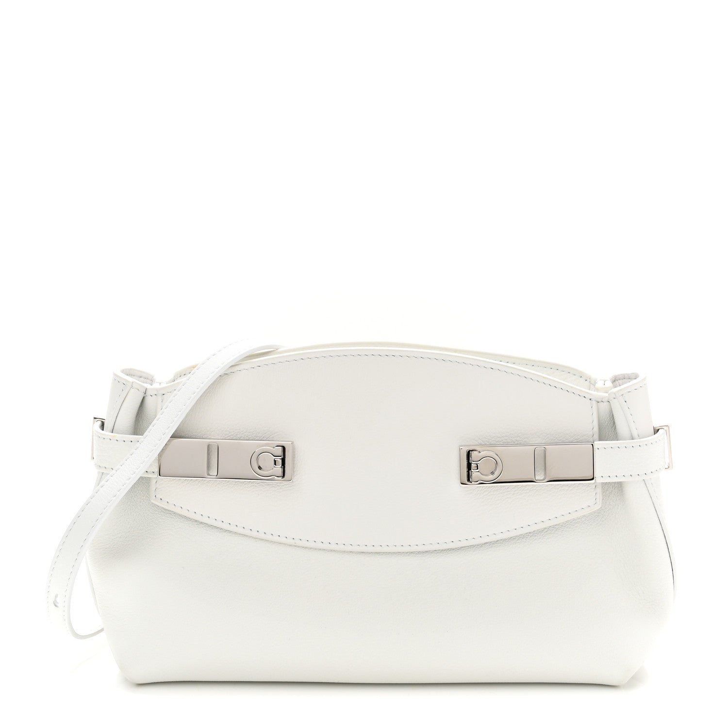 Salvatore Ferragamo Calfskin Small Hug Pouch White