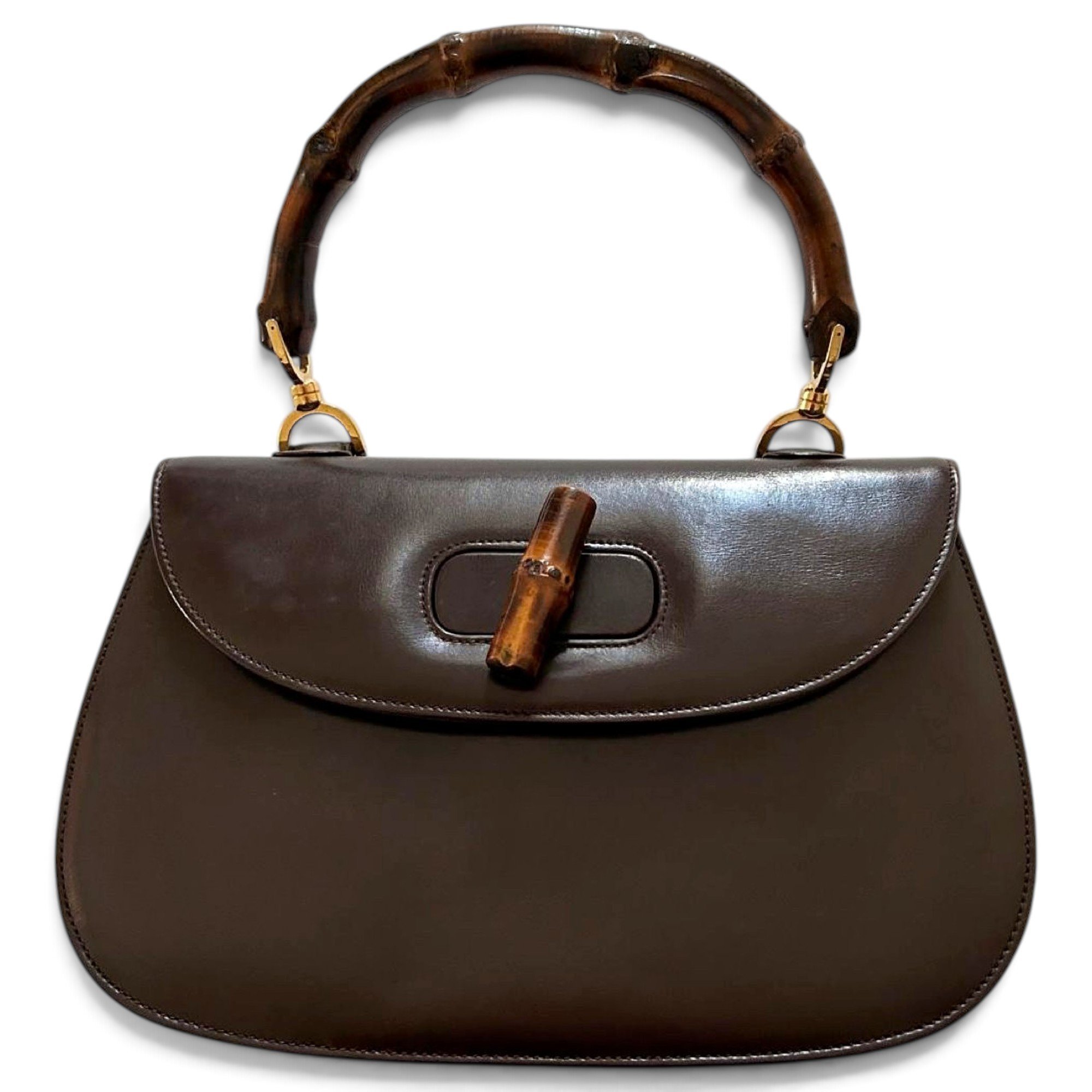 Bamboo Top Handle leather handbag