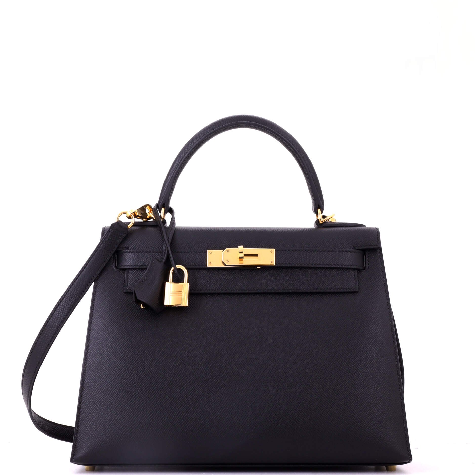 Kelly Handbag Noir Epsom with Gold Hardware 28