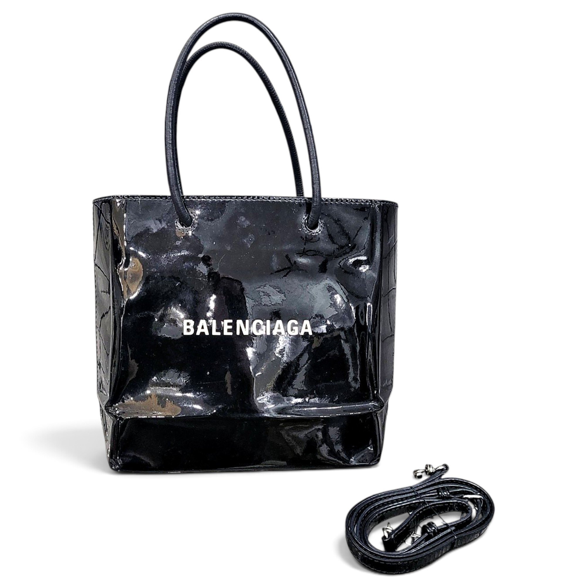 Shopping North South patent leather tote