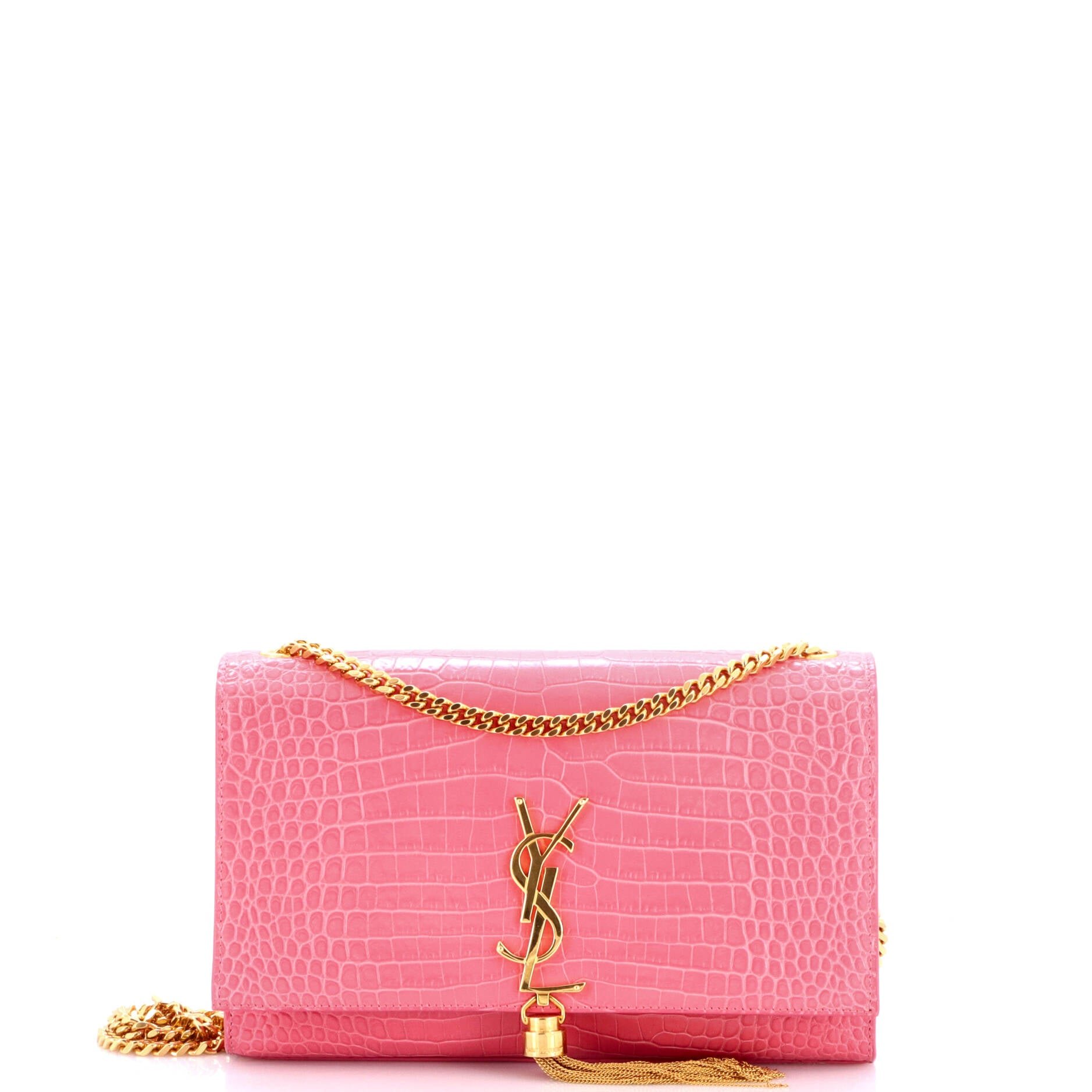 Classic Monogram Tassel Crossbody Bag Crocodile Embossed Leather Medium