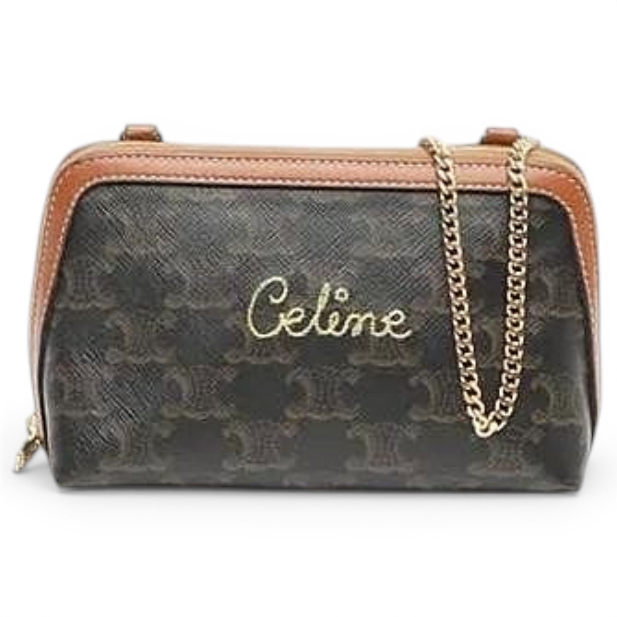 Triomphe chain cloth crossbody bag