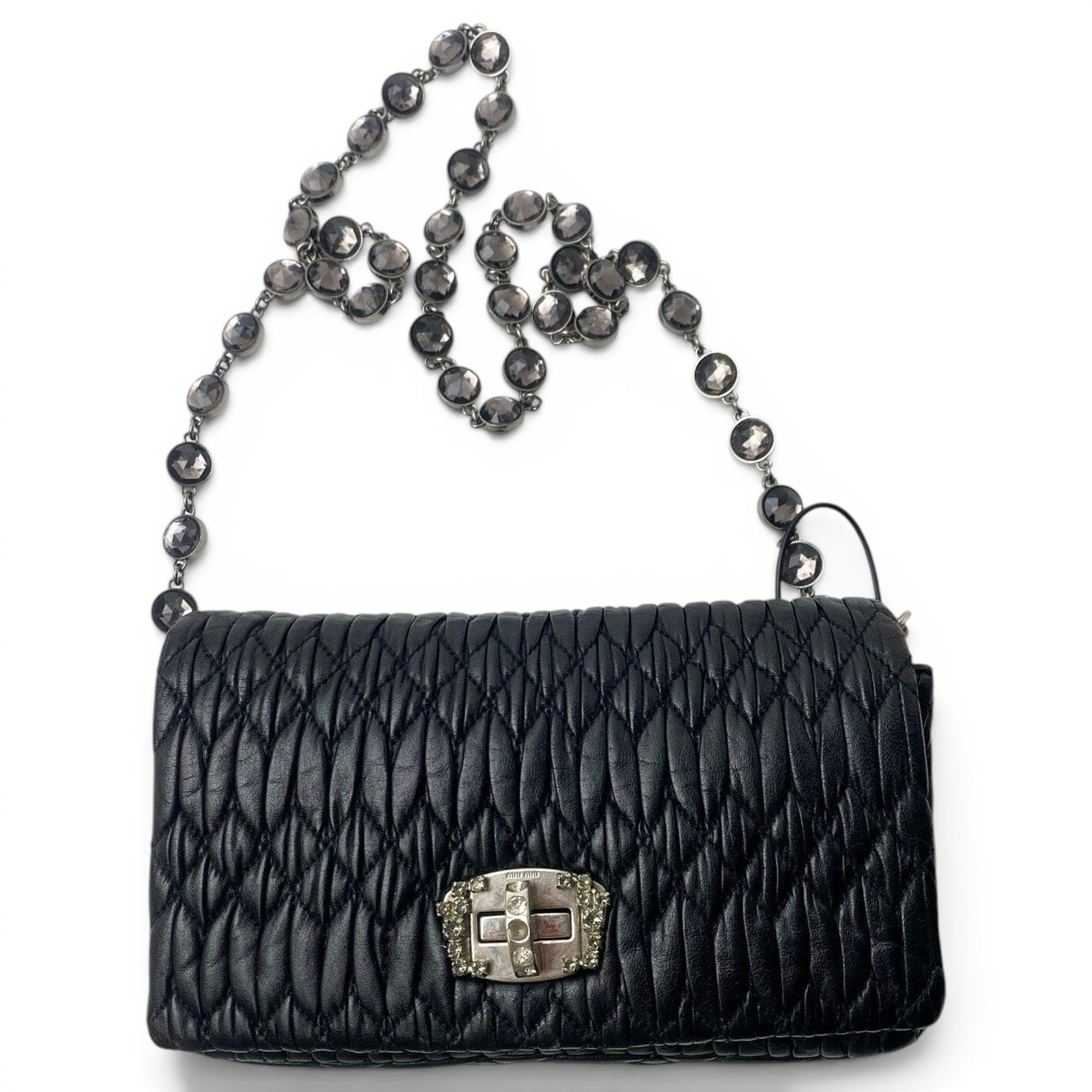 Miu Crystal leather handbag
