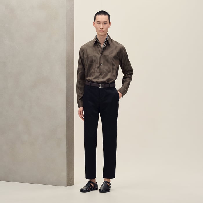 Café "Eperon d'Or Jacquard" Straight Cut Shirt