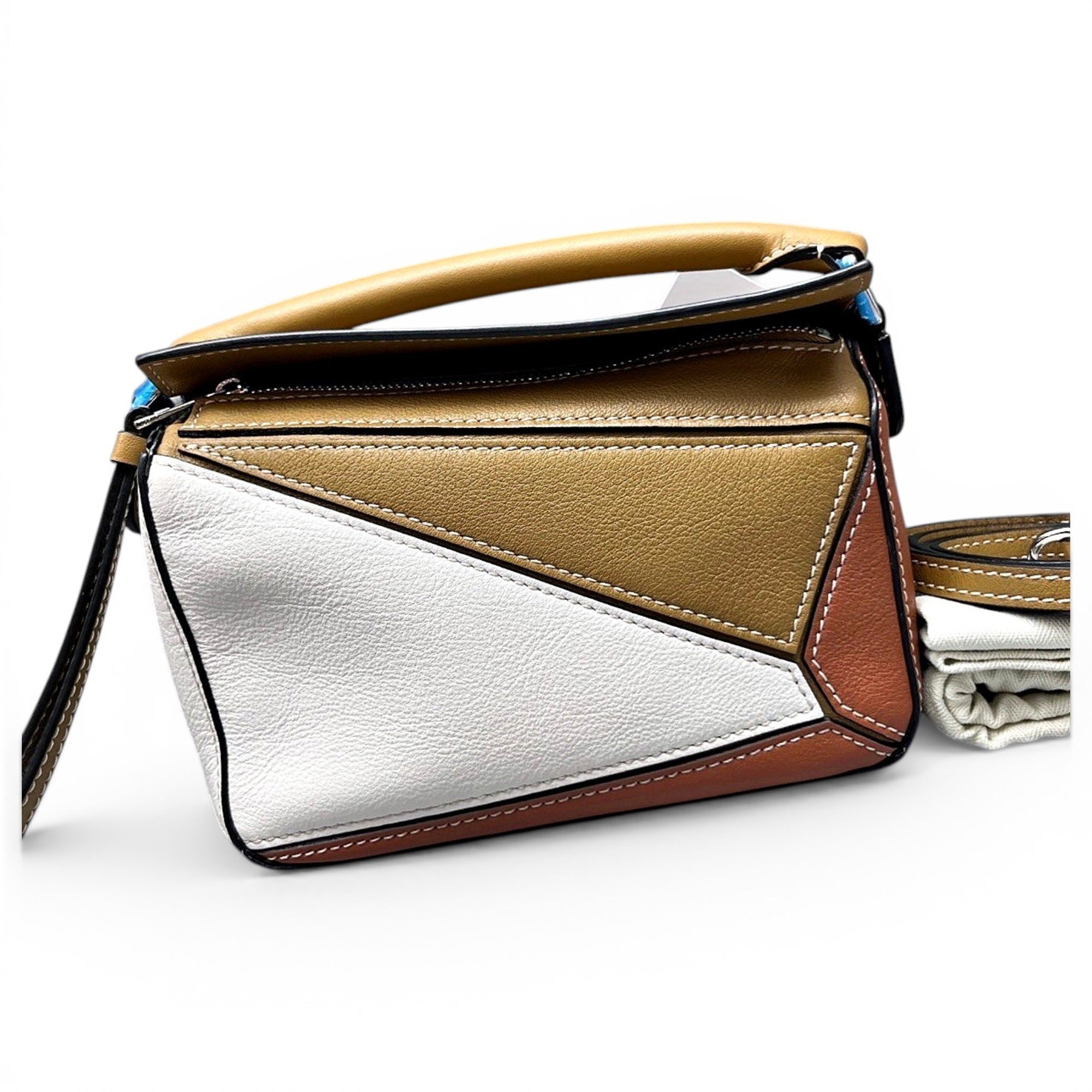 Puzzle leather handbag