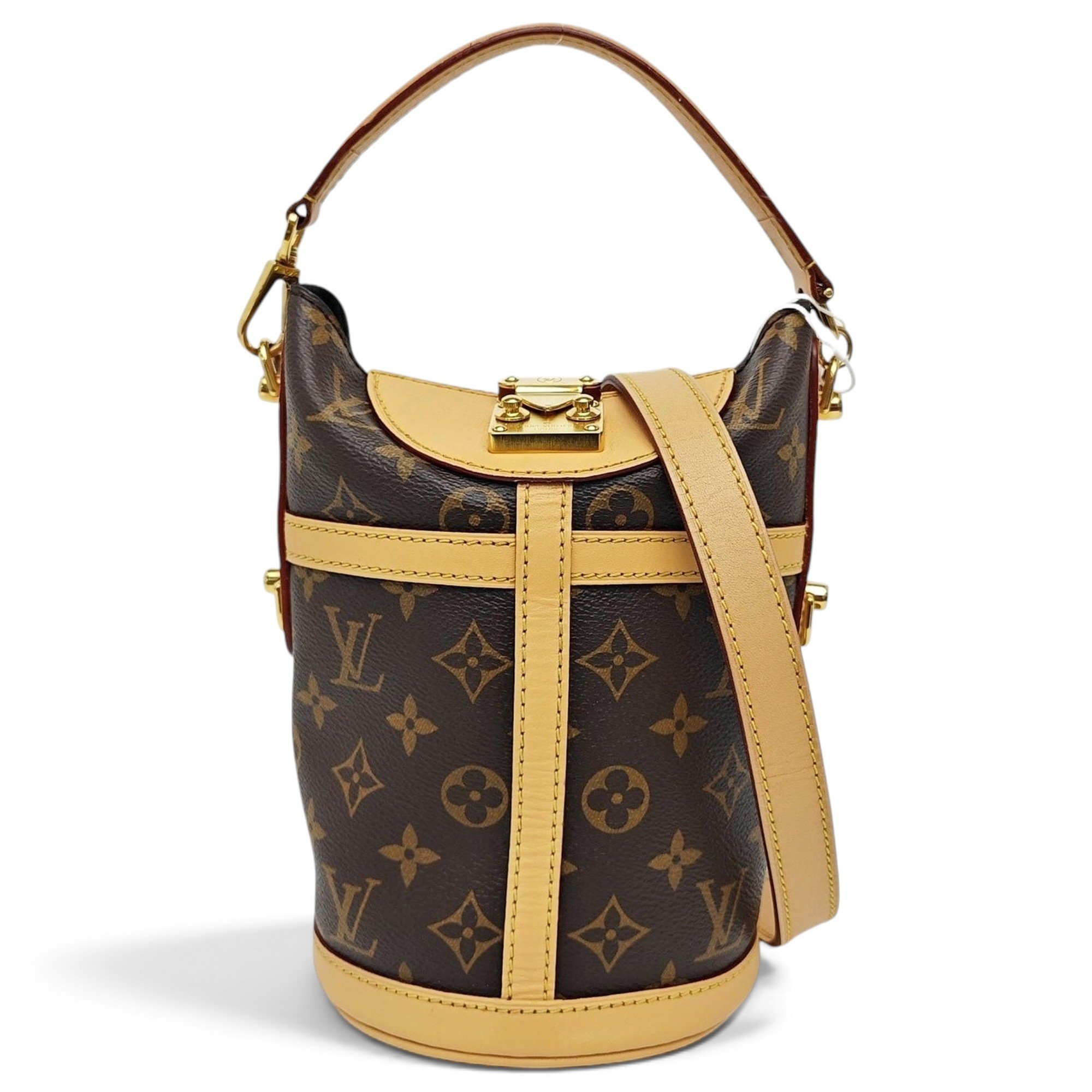 Duffle leather handbag