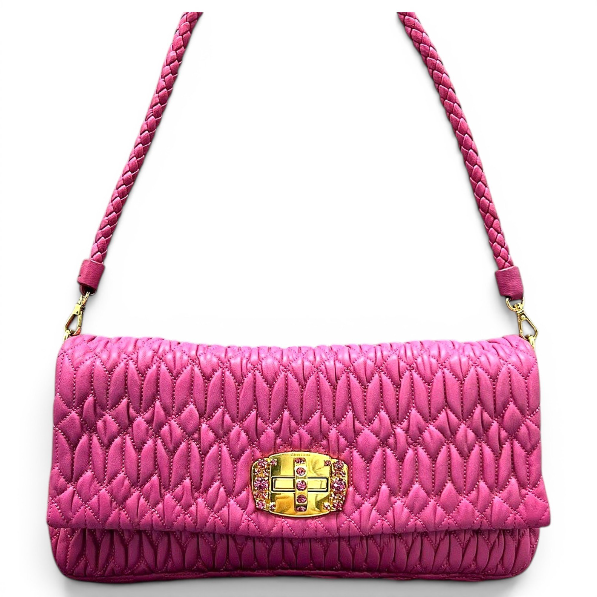 Miu Crystal leather handbag
