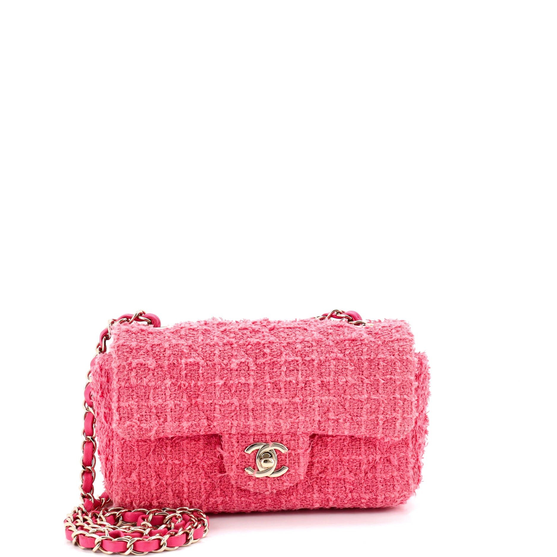 Chanel Classic Single Flap Bag Quilted Tweed Mini