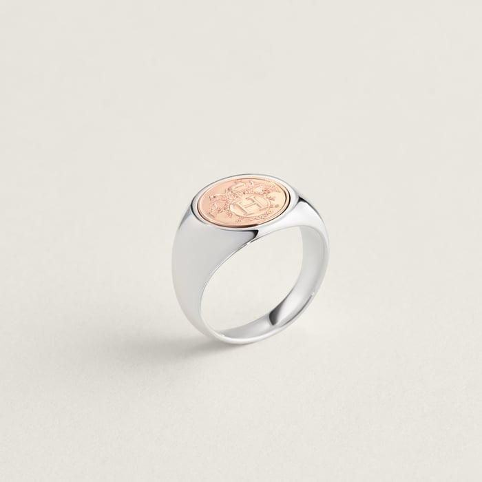 Sans Coloris Hermès Ex-libris Signet Ring, Small Model