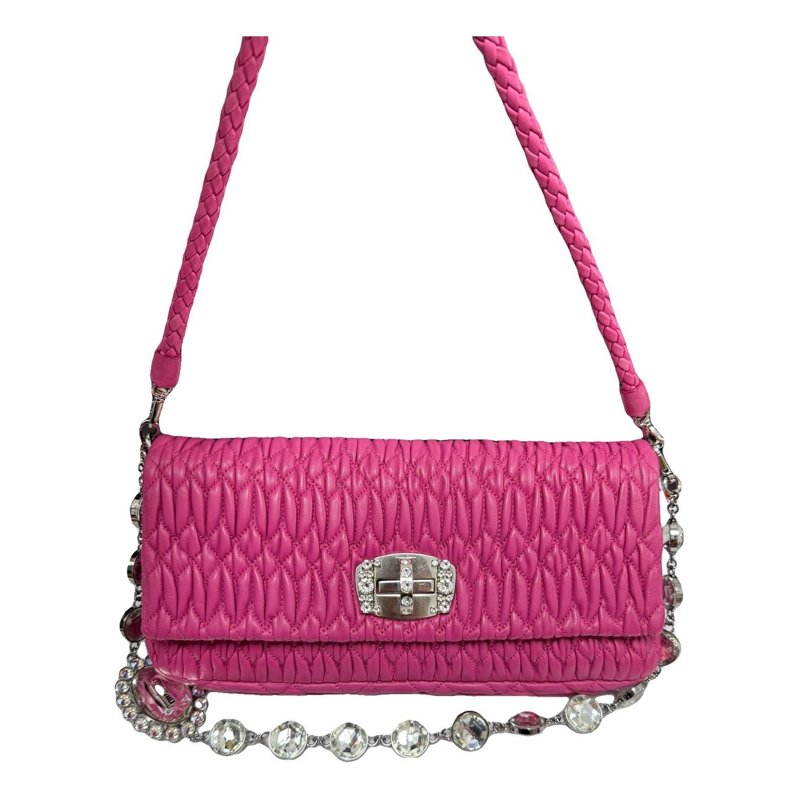Miu Crystal leather handbag