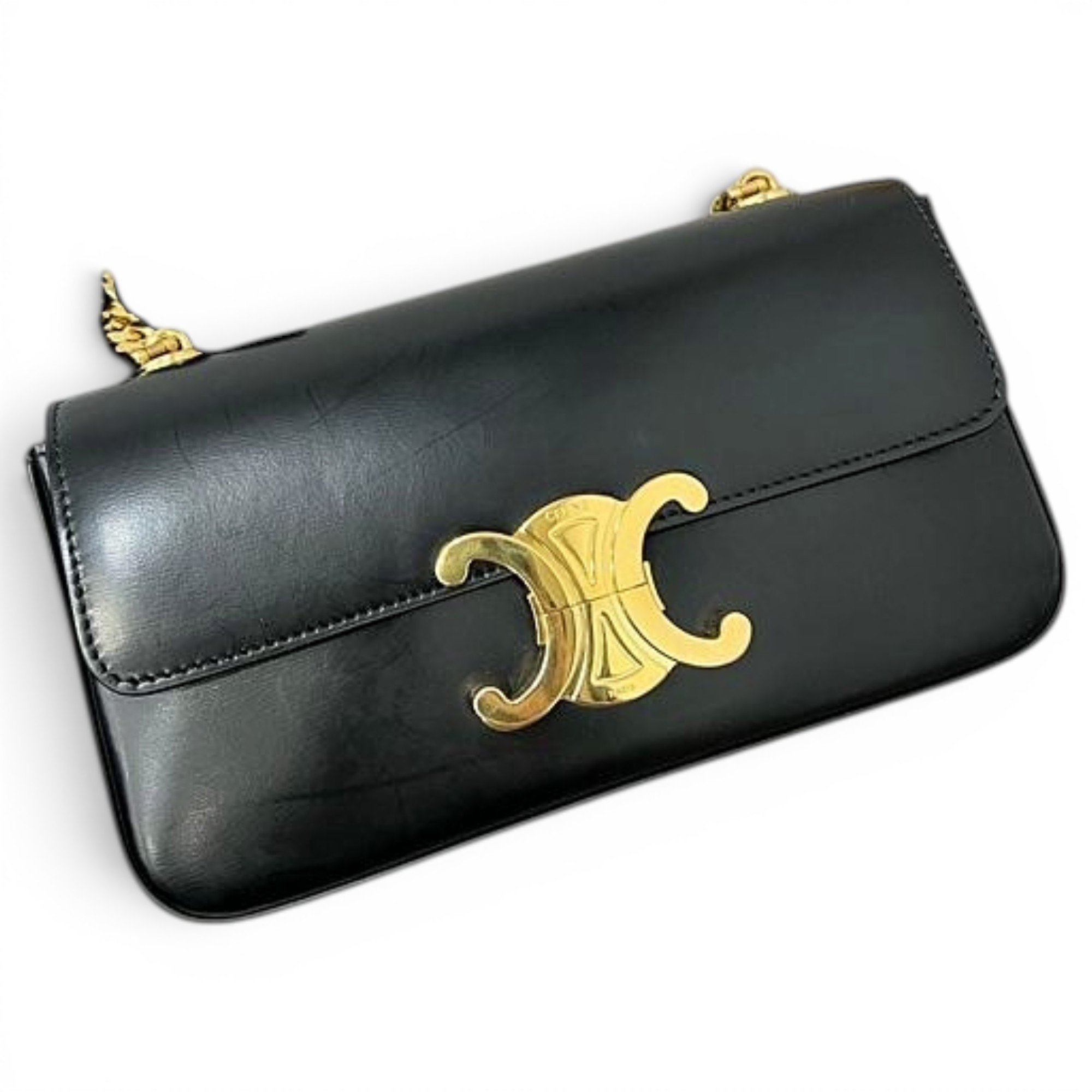 Triomphe chain leather handbag