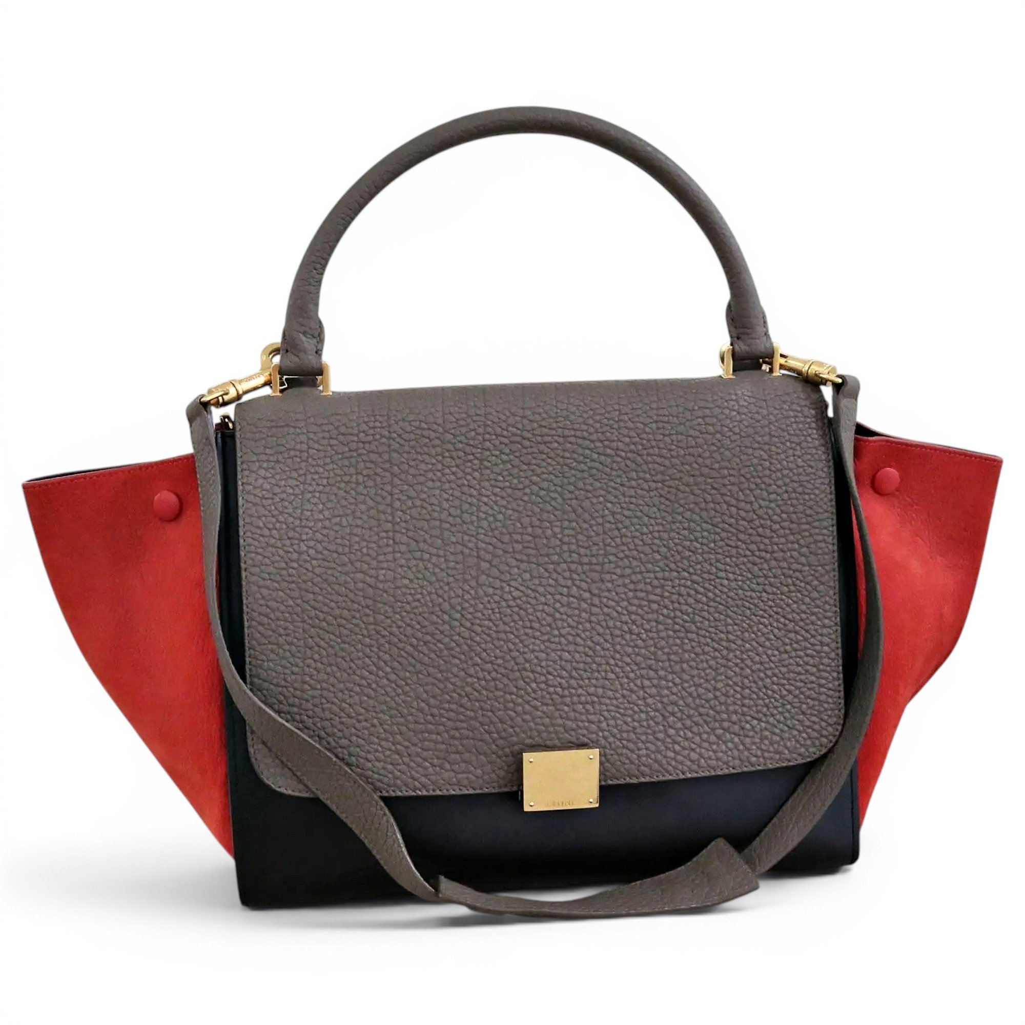 Trapèze leather handbag