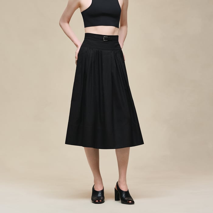 Noir "Mosaique" Pleated Skirt With Basque
