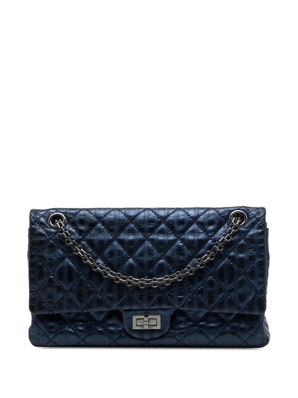 2008-2009 Quilted Metallic Striped Aged Calfskin Reissue 2.55 Accordion Flap 226 shoulder bag