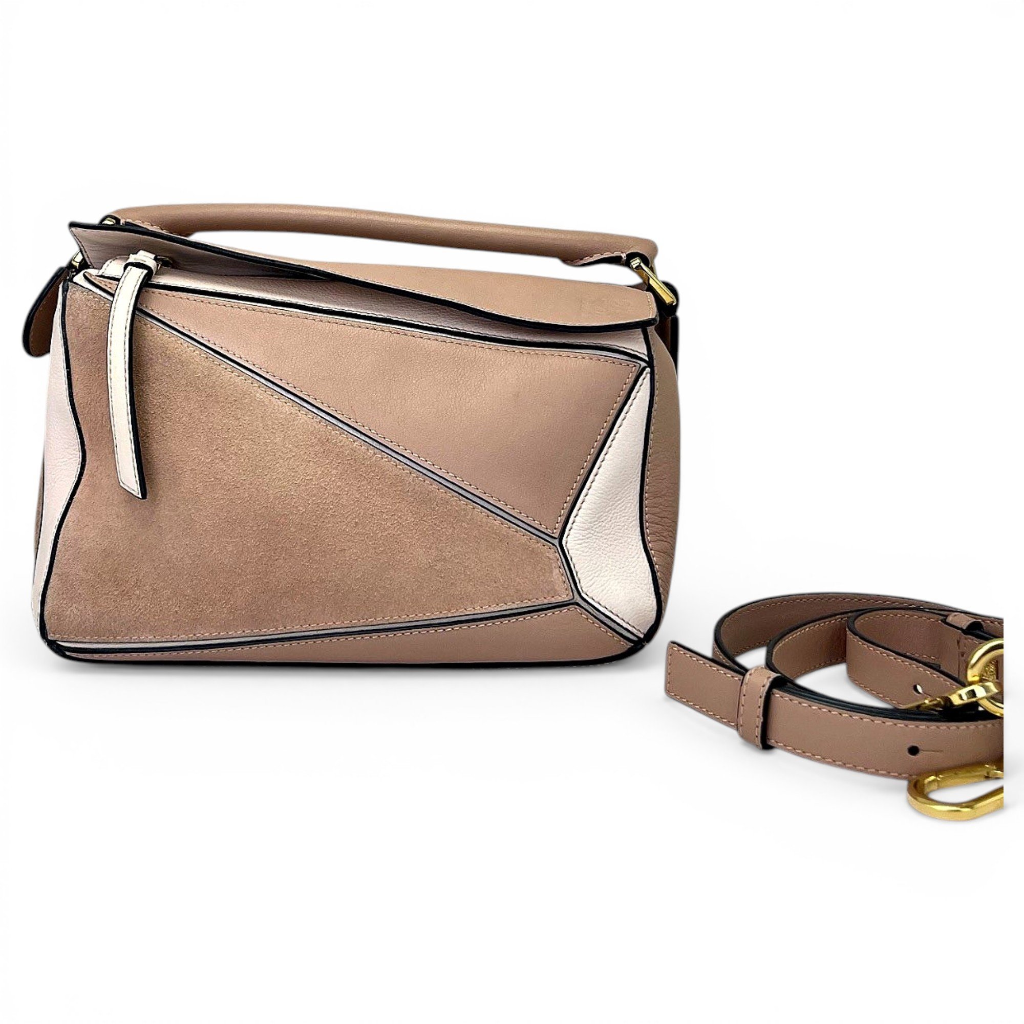 Puzzle leather handbag