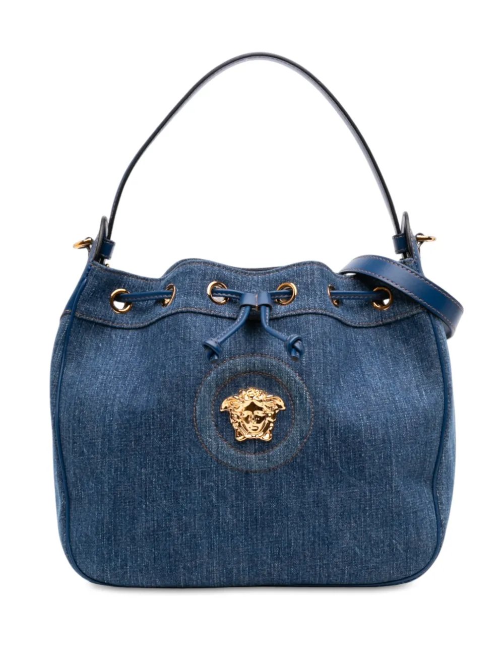 2021-2026 Denim La Medusa Drawstring Bucket Bag satchel