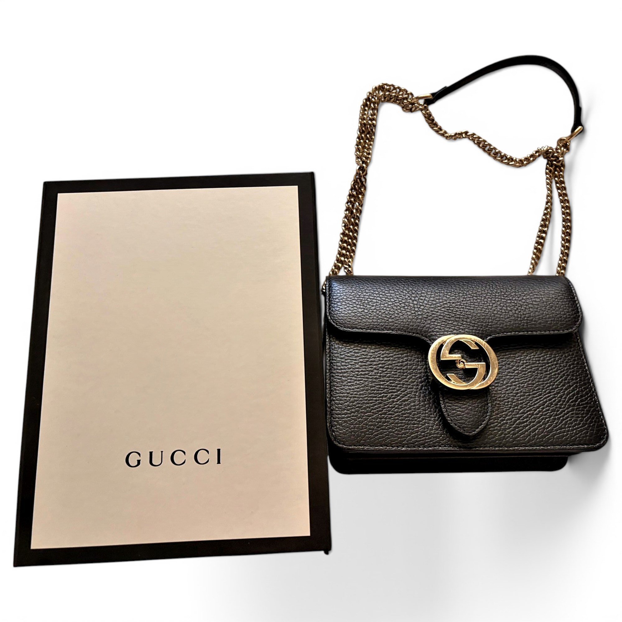 Interlocking leather handbag