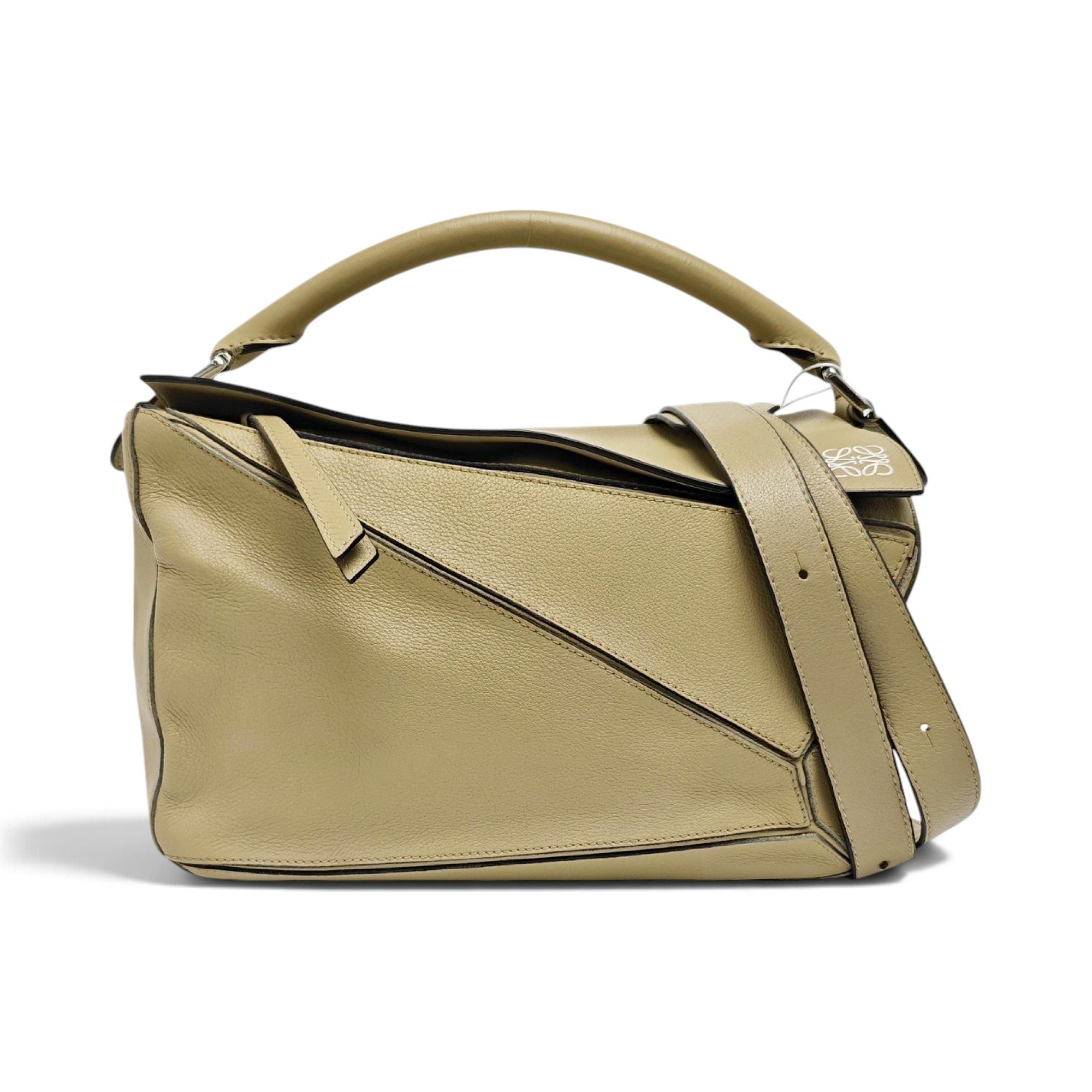 Puzzle leather handbag