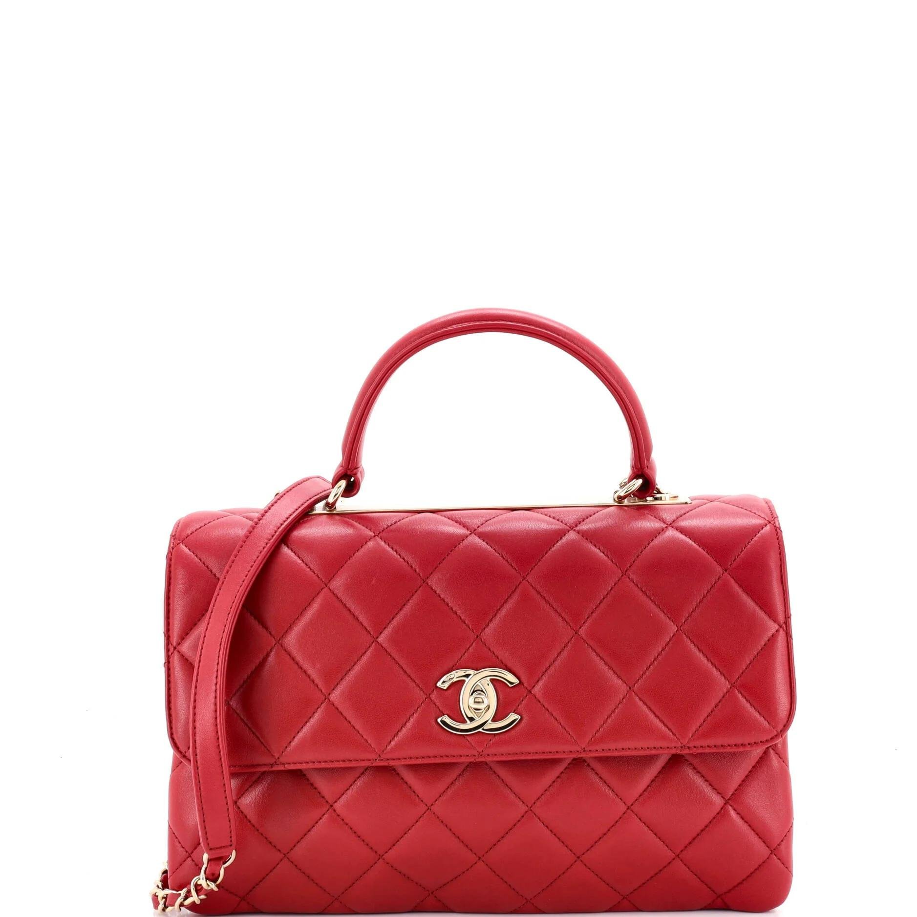 Trendy CC Top Handle leather handbag