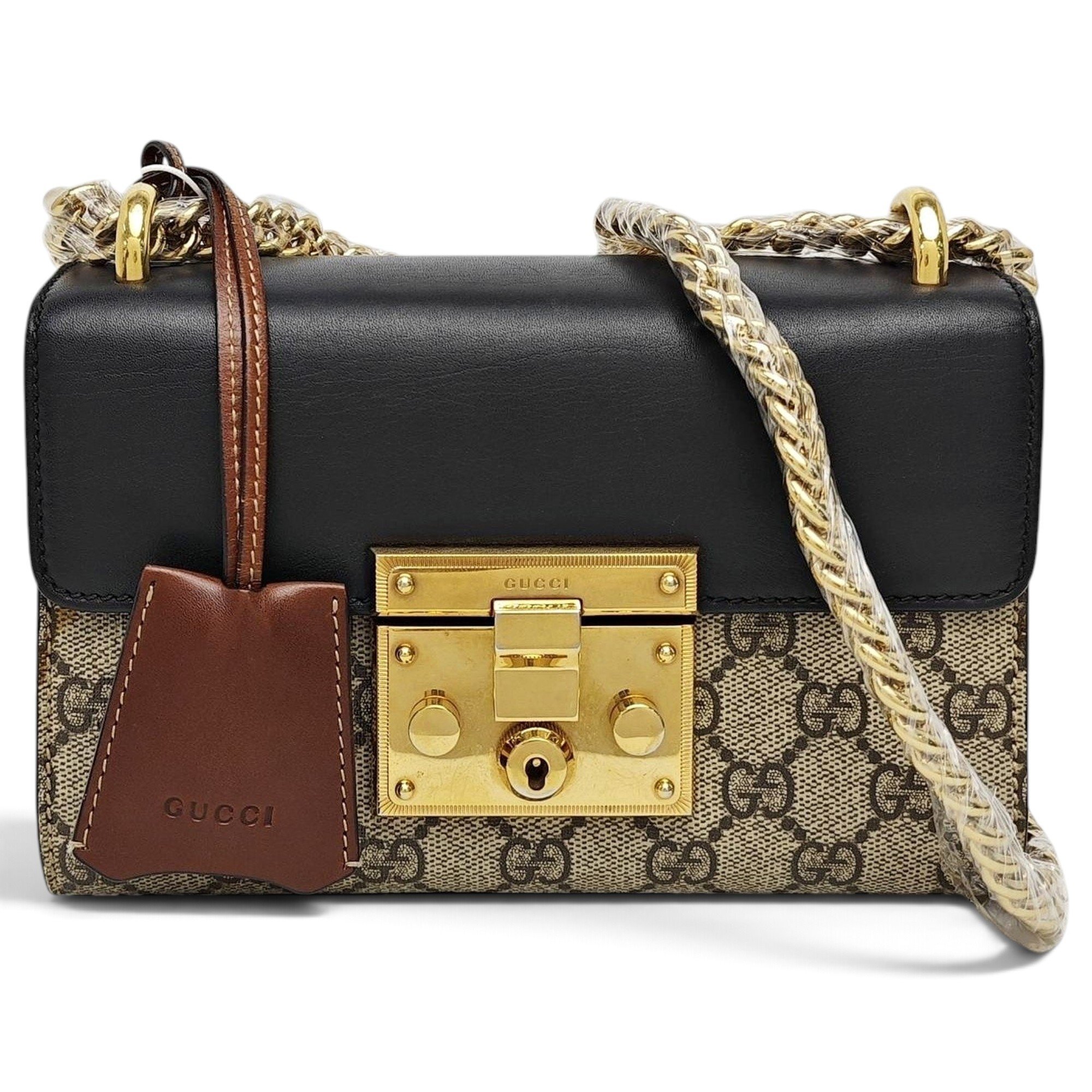 Padlock leather handbag