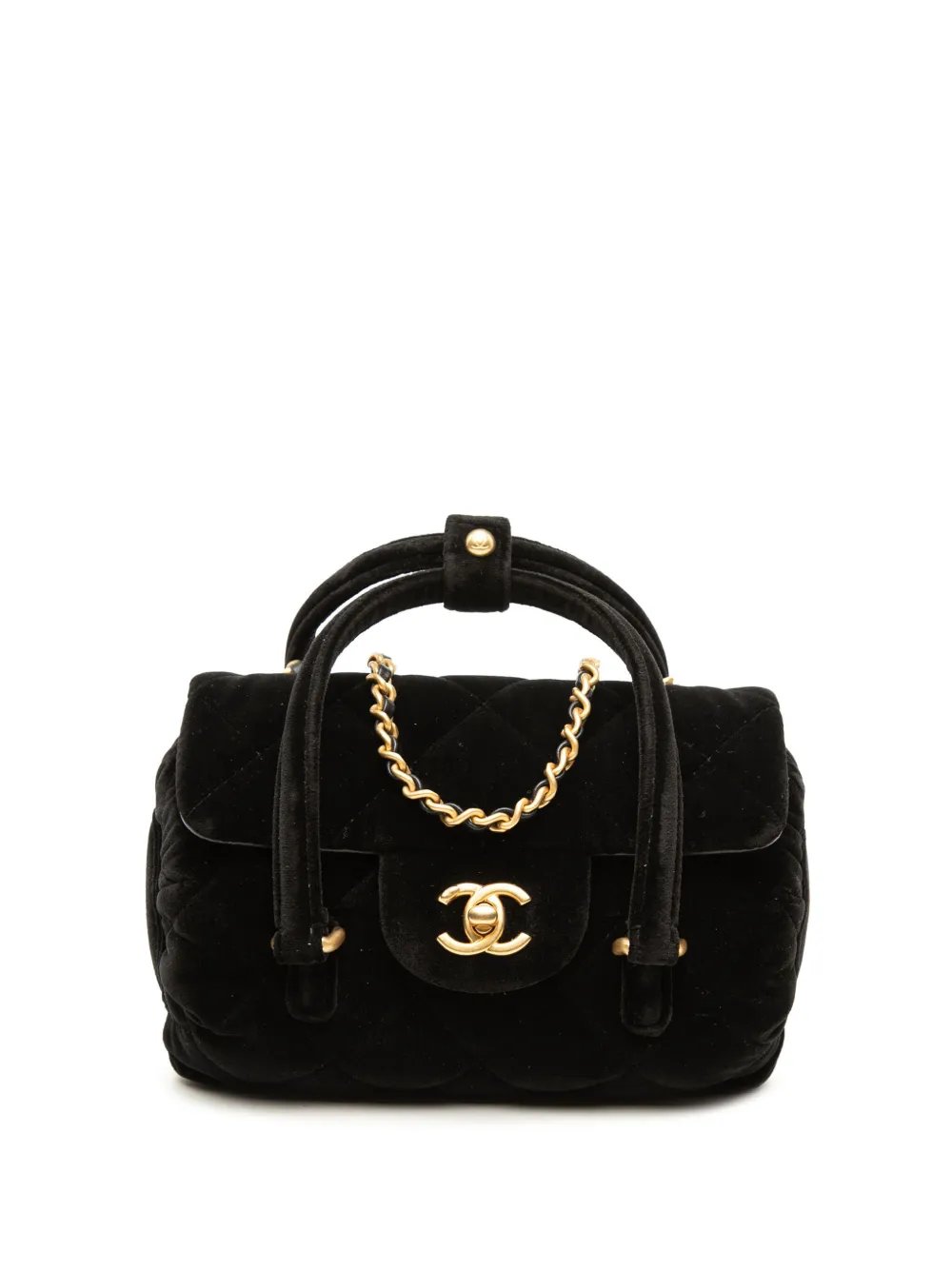 2021-2026 Mini Quilted Velvet Top Handle Flap satchel
