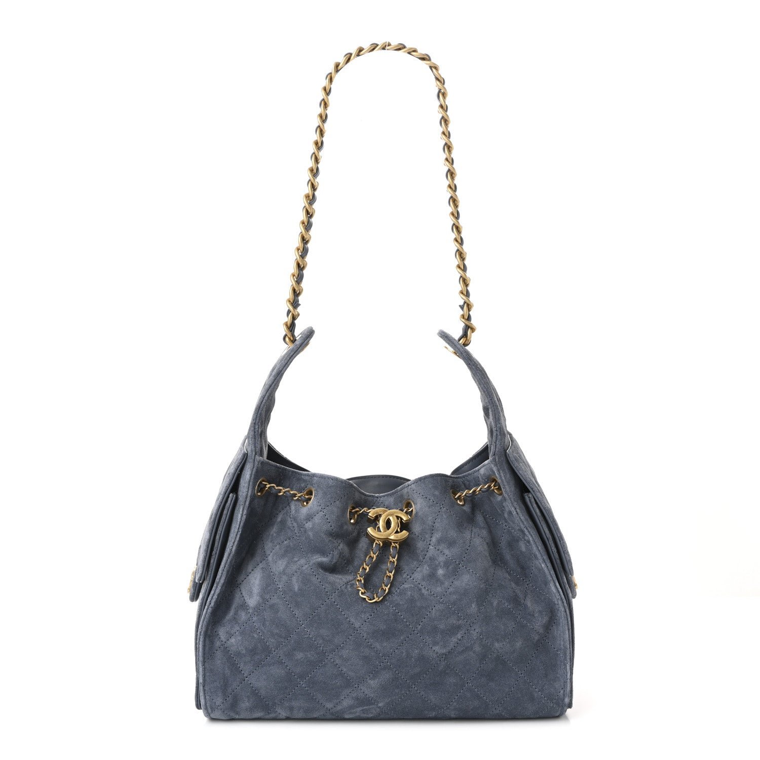Chanel Suede Quilted Small Chanel 25 Handbag Blue
