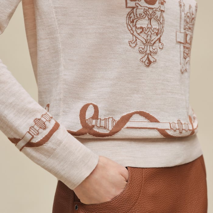 Beige Naturel "Ferronnerie" Long-sleeve Sweater